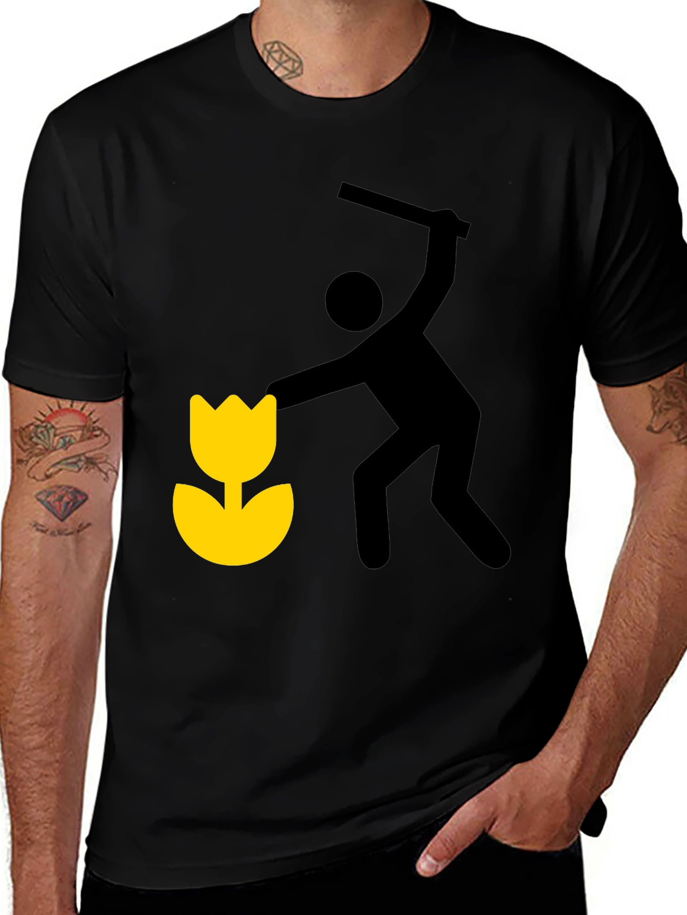 Variant 2 of Whimsical Graphic Tee: Man Shattering Flower