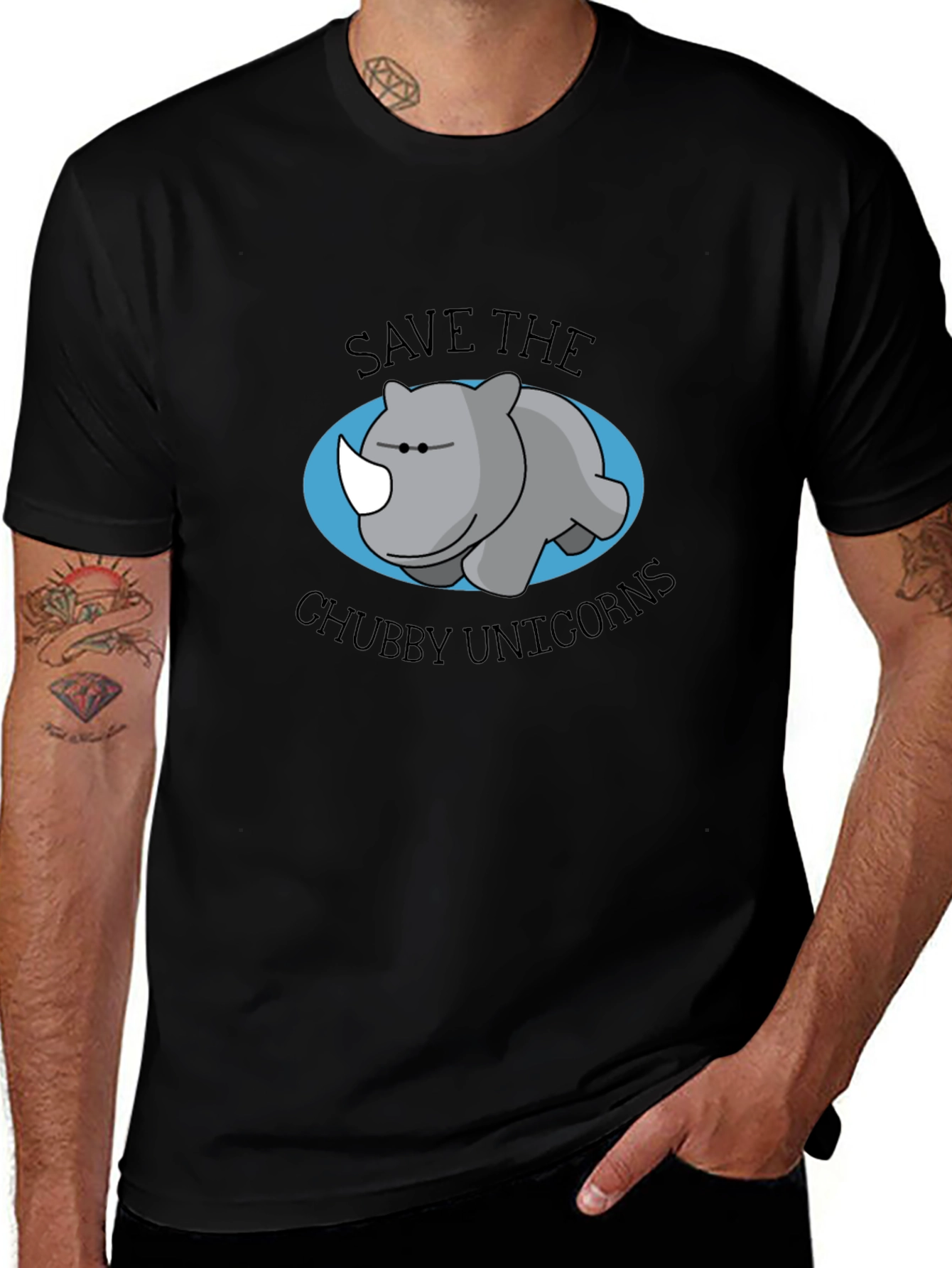 Variant 21 of Save the Chubby Unicorns Black Graphic Tee