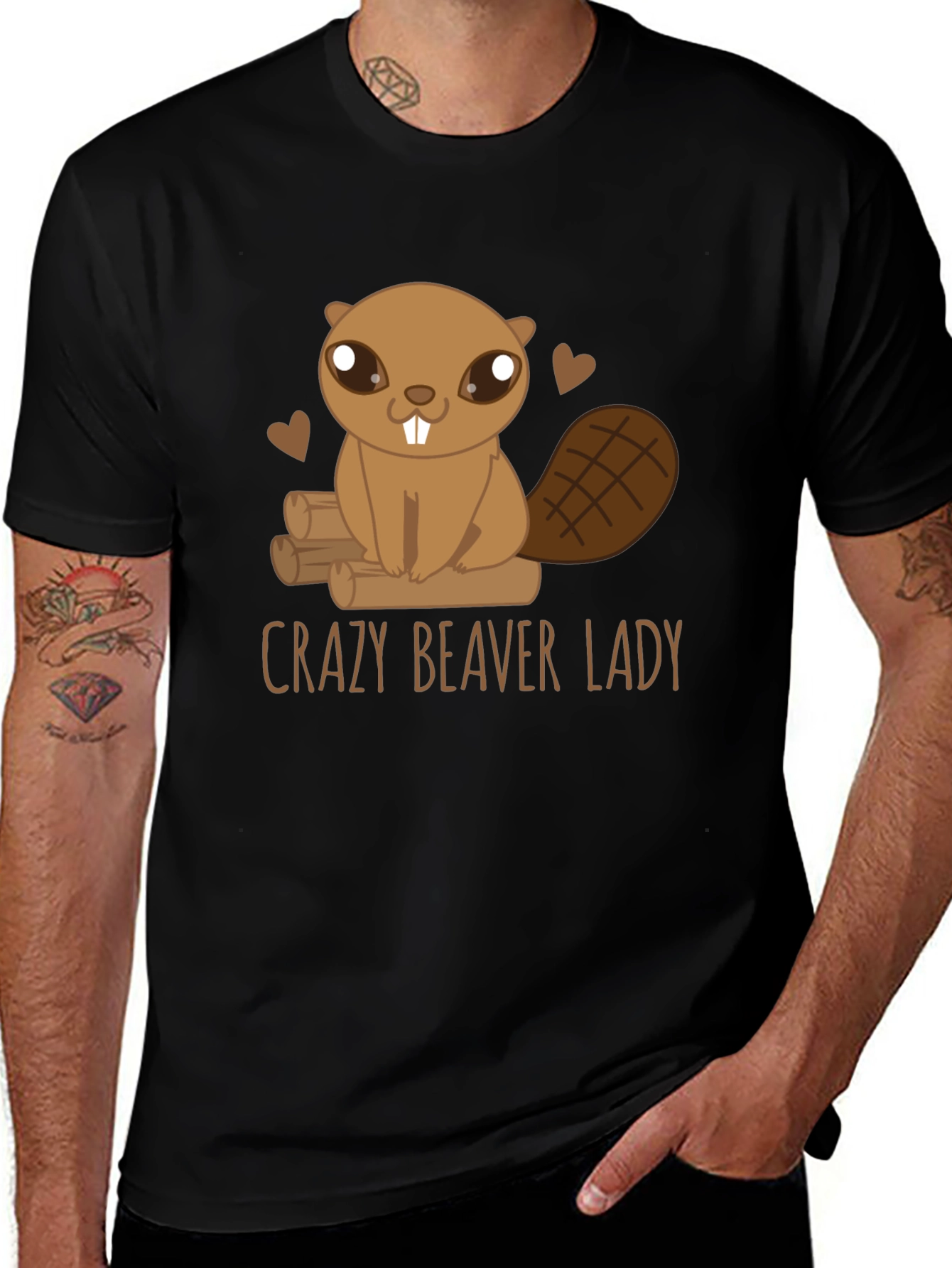 Variant 26 of Crazy Beaver Lady Graphic Tee