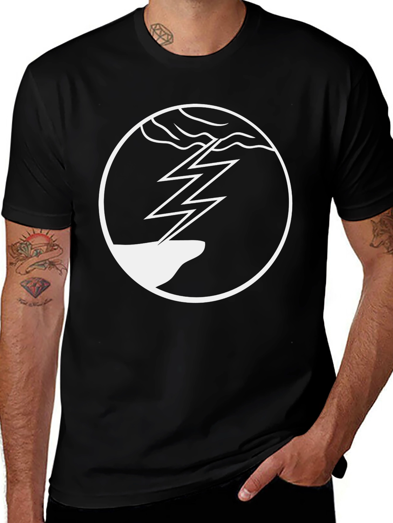 Variant 7 of Black T-Shirt with White Lightning Bolt Graphic