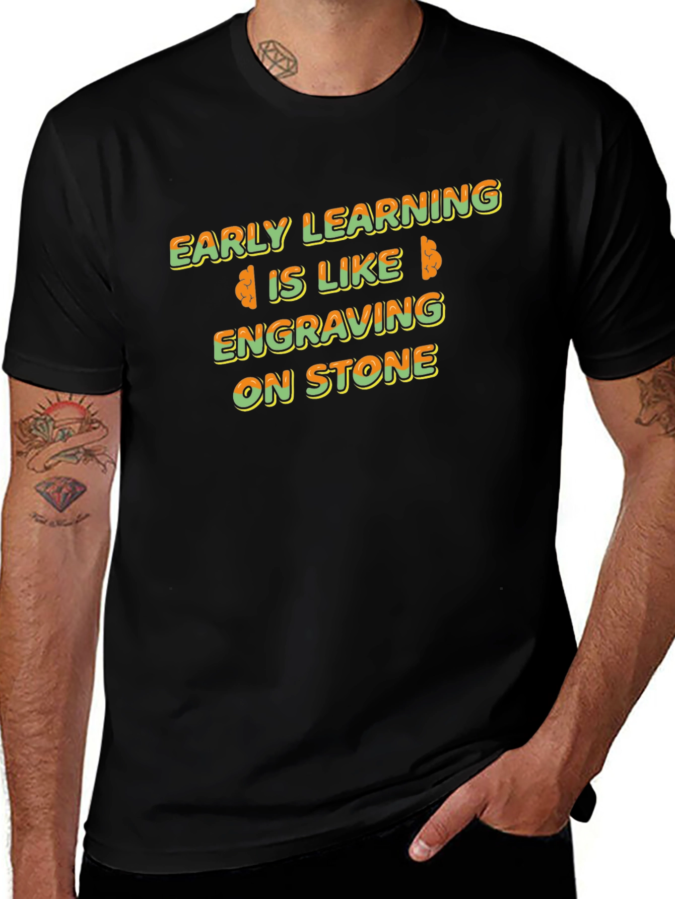 Variant 16 of Early Learning Brain Tee - Engraving on Stone T-Shirt