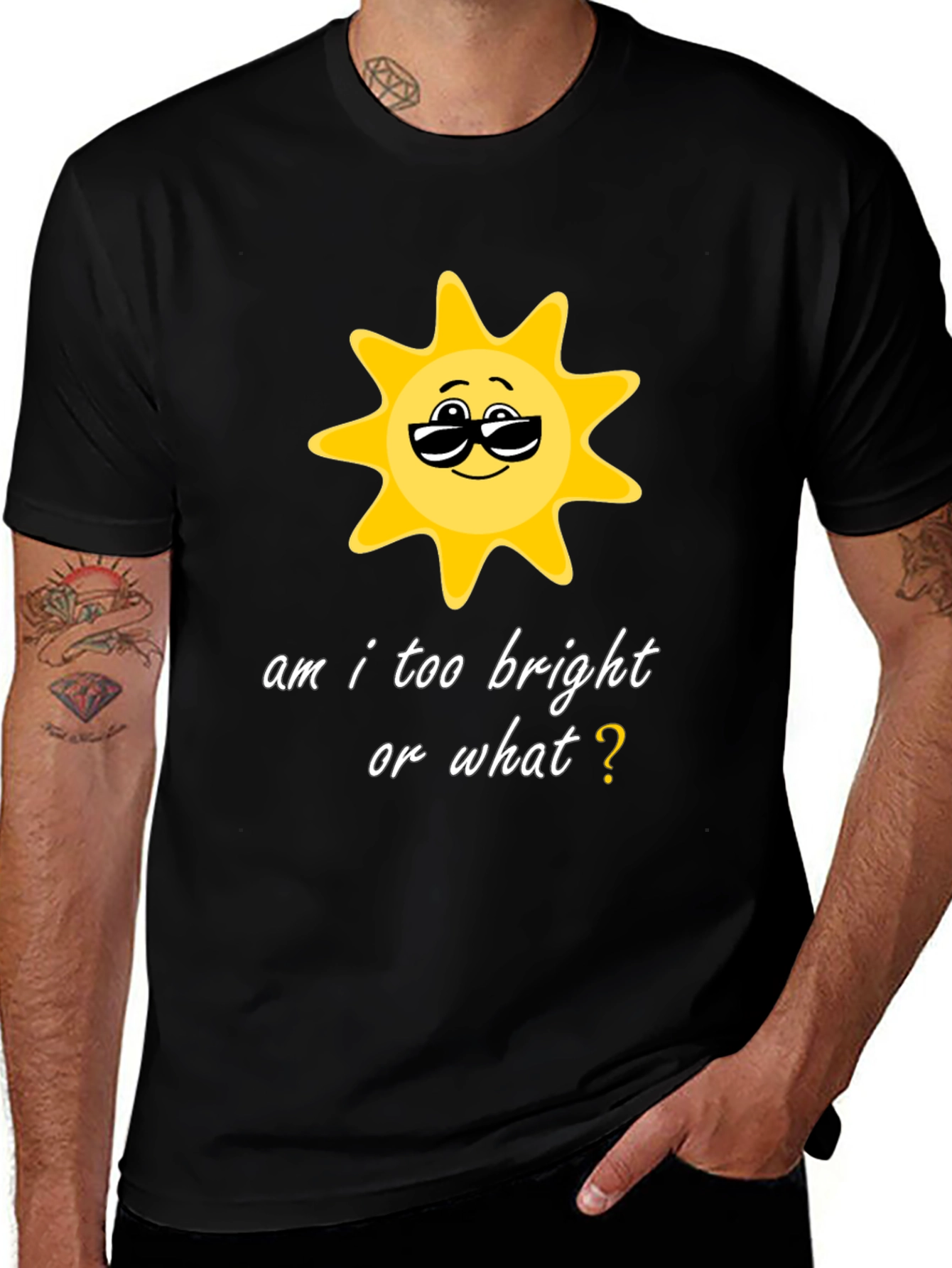 Variant 29 of Funny Sun Graphic Black T-Shirt