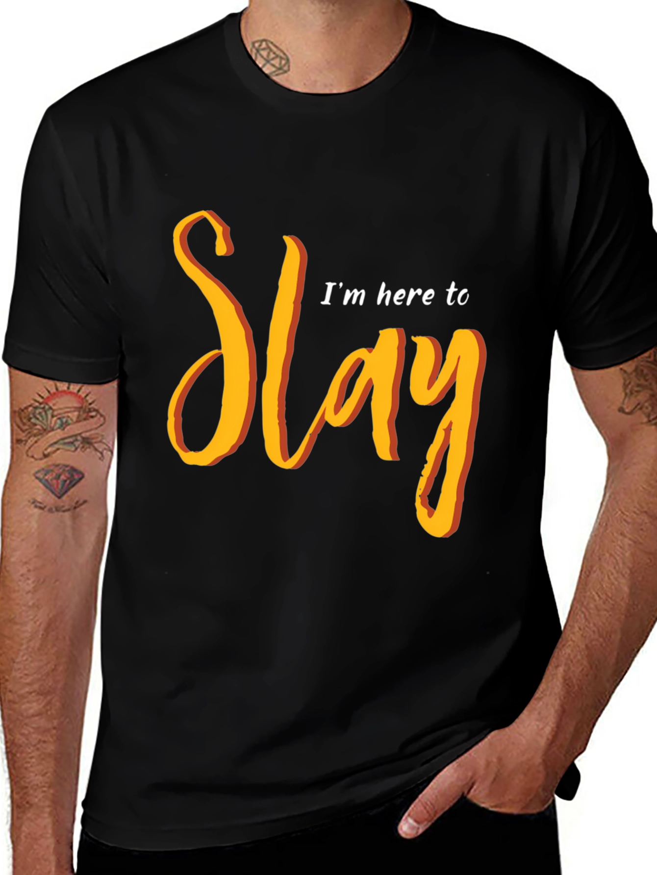 Variant 27 of I'm Here To Slay Graphic Tee - Trendy Black T-Shirt