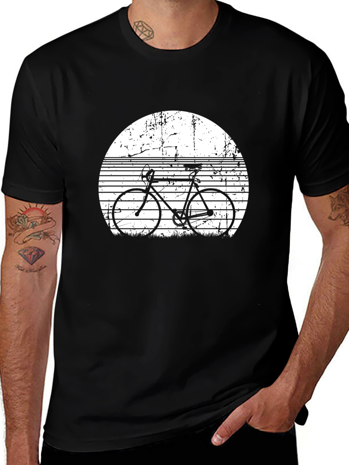 Variant 13 of Retro Bike Graphic Tee - Black Cotton T-Shirt