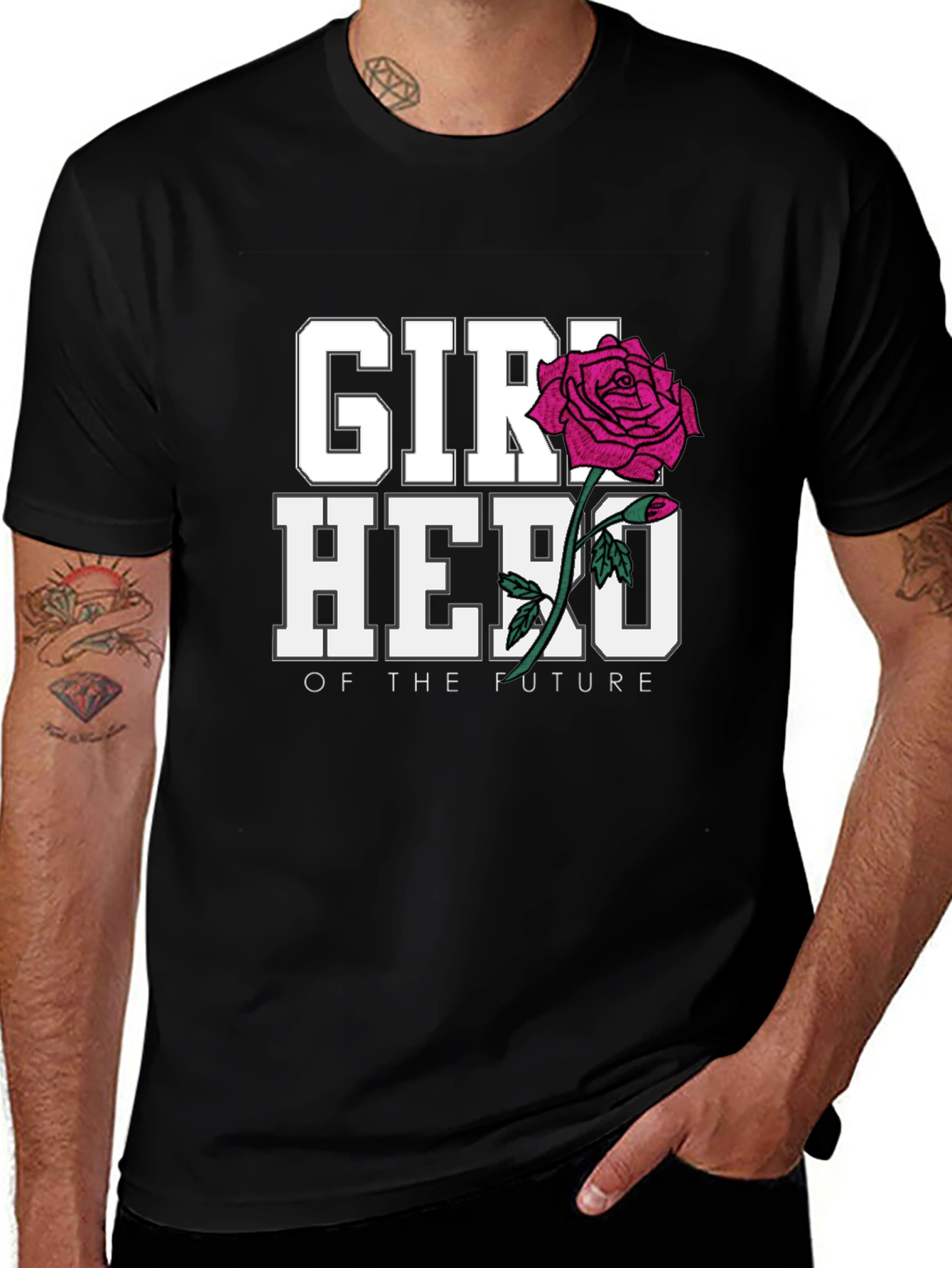 Variant 17 of Girl Hero of the Future Black Graphic T-Shirt