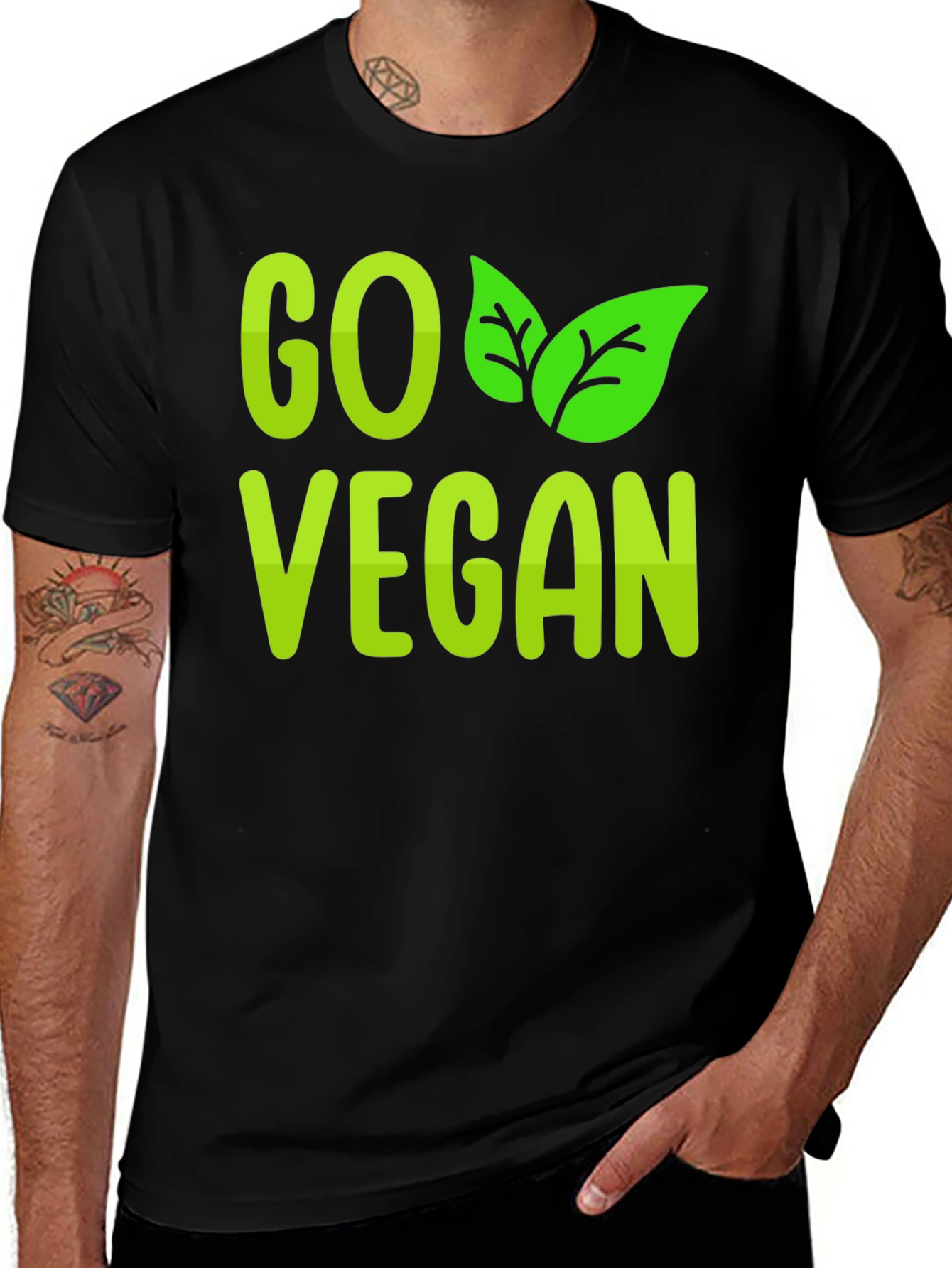 Variant 11 of Go Vegan T-Shirt - Stylish Vegan Statement Tee