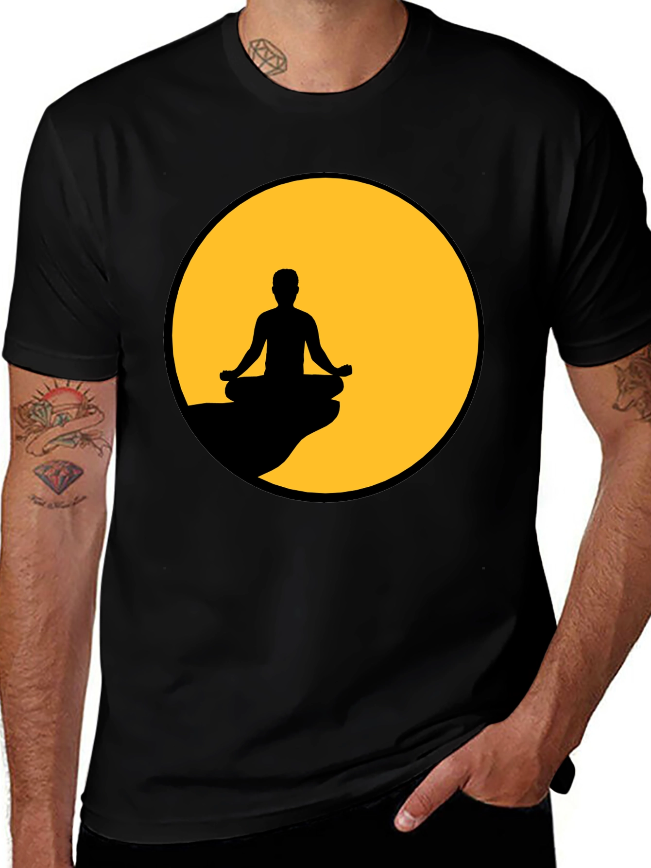 Variant 8 of Meditative Silhouette Graphic Tee - Black