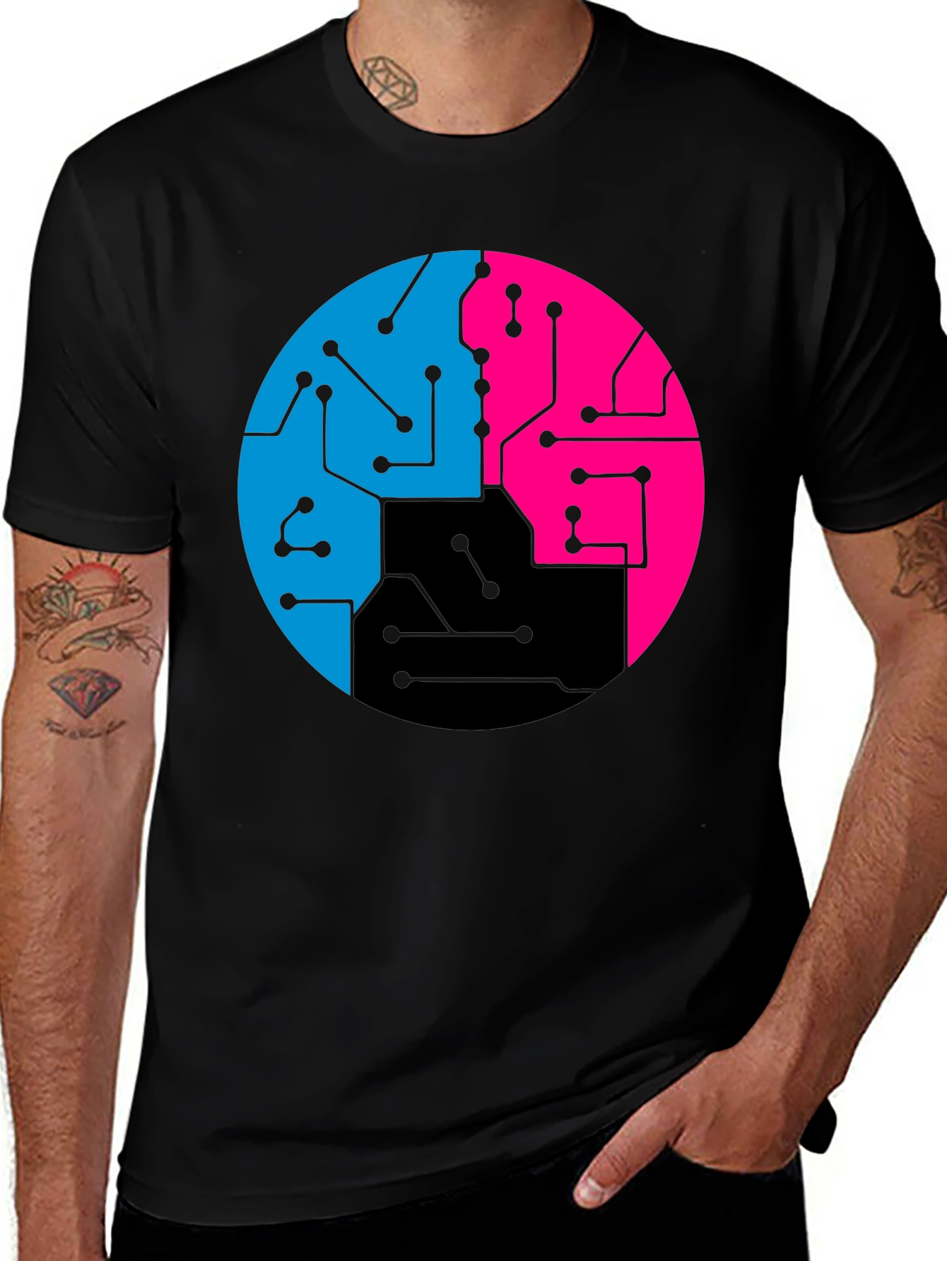 Variant 4 of Tech Circuit Graphic Tee - Cool Geek Style