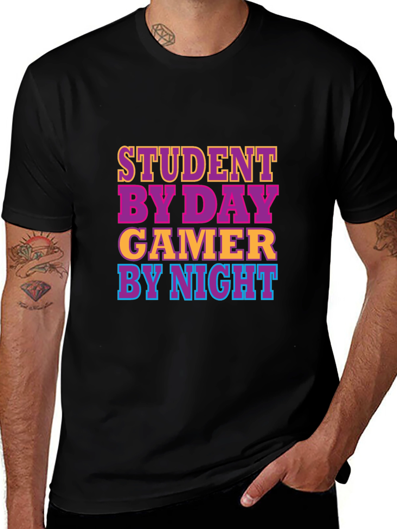 Variant 3 of Student By Day Gamer By Night Black T-Shirt