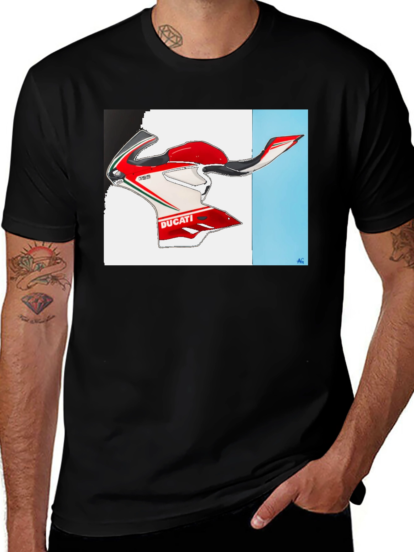 Variant 29 of Ducati Motorcycle Black T-Shirt