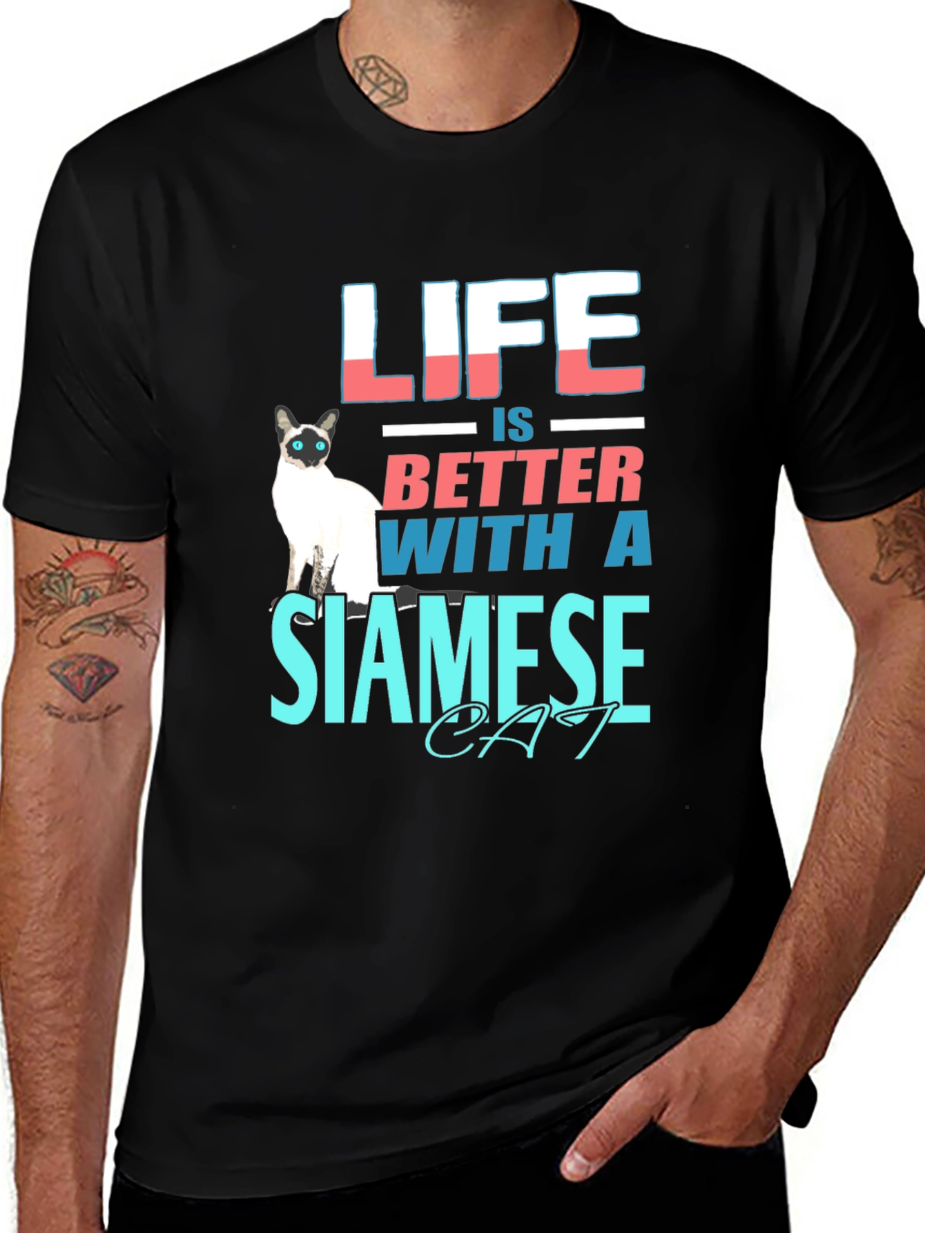 Black Life Is Better With a Siamese Cat T-Shirt main image