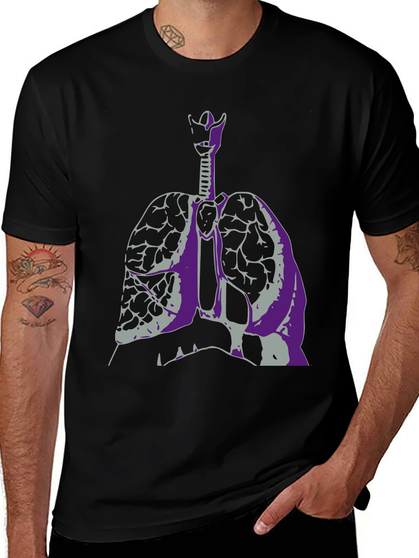 Variant 12 of Anatomical Lungs Graphic Tee - Unique Design