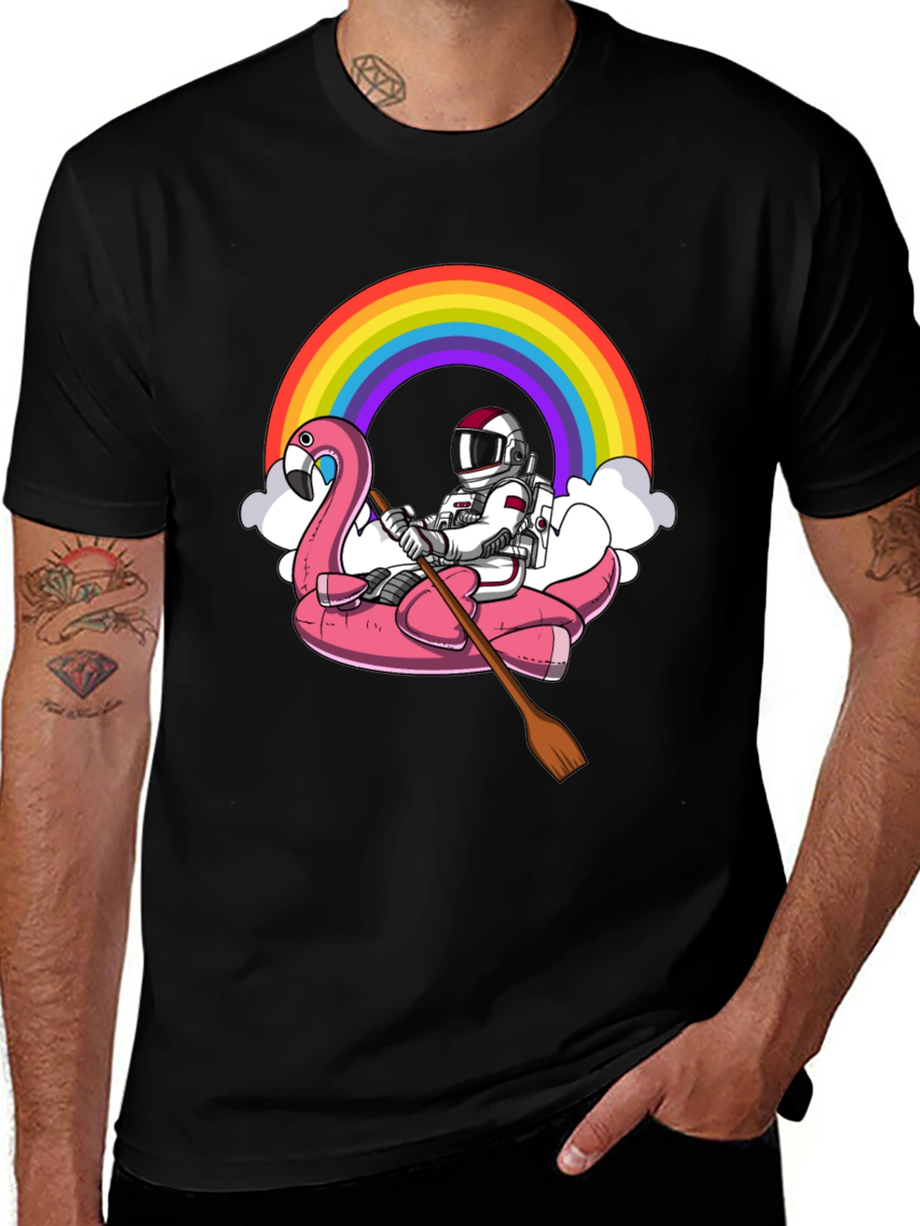 Variant 16 of Astronaut Flamingo Rainbow T-Shirt