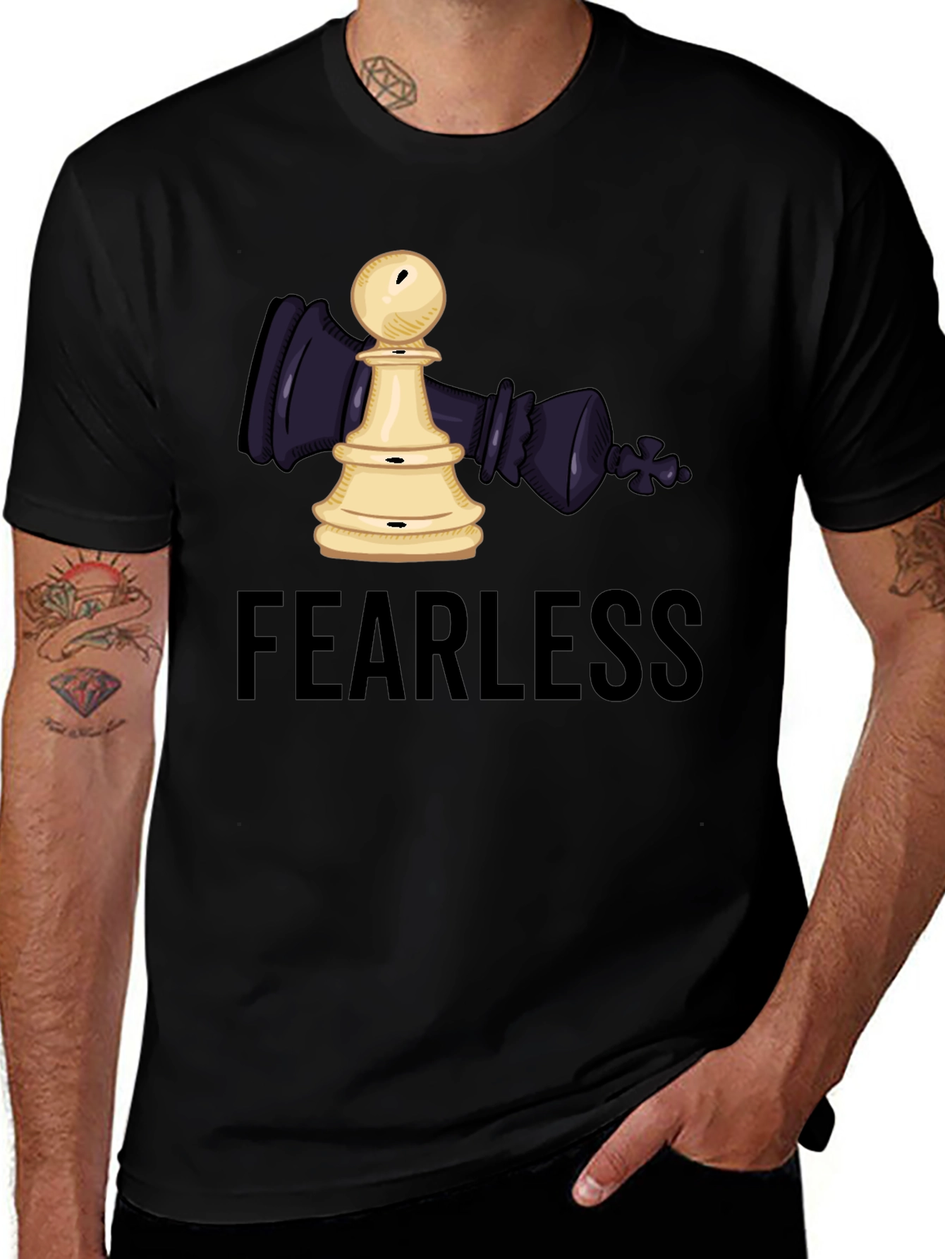 Variant 27 of Fearless Chess Graphic Tee - Black