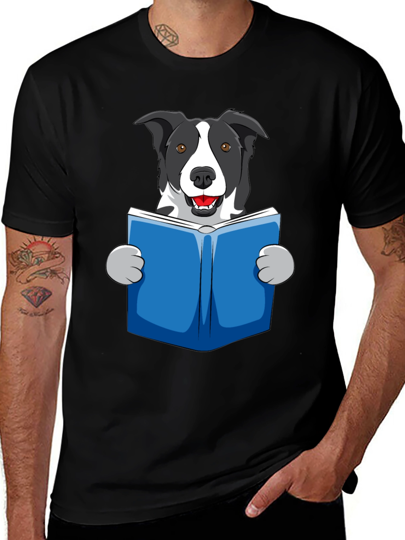Variant 12 of Reading Dog Graphic Tee - Cute Border Collie Shirt
