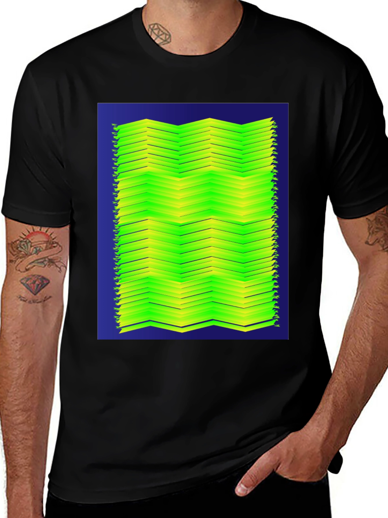 Variant 16 of Geometric Green Wave Pattern T-Shirt