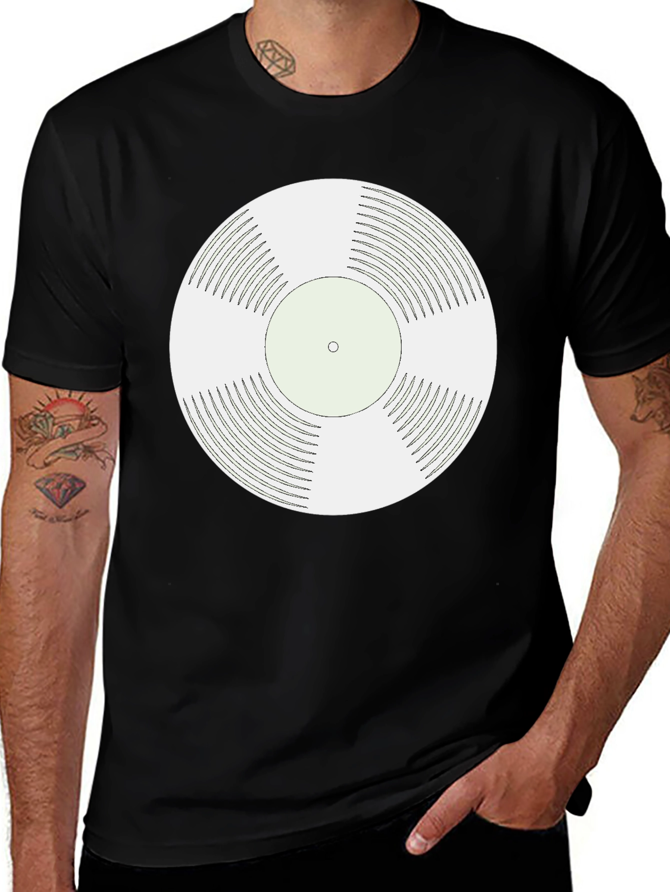 Variant 3 of Retro Vinyl Record Graphic T-Shirt - Black