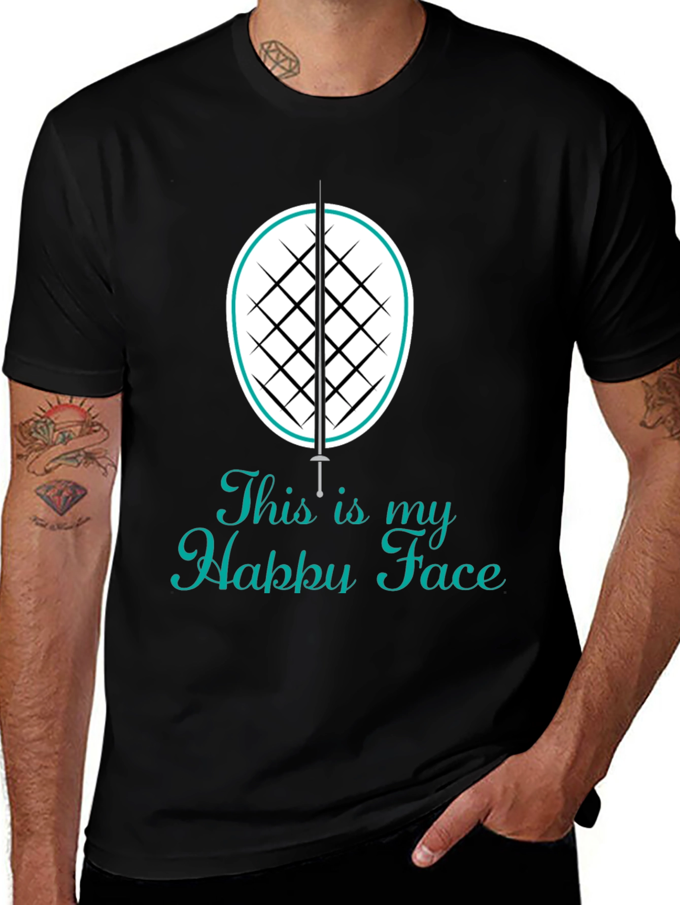 Variant 9 of Fencing Happy Face T-Shirt - Fencer's Tee