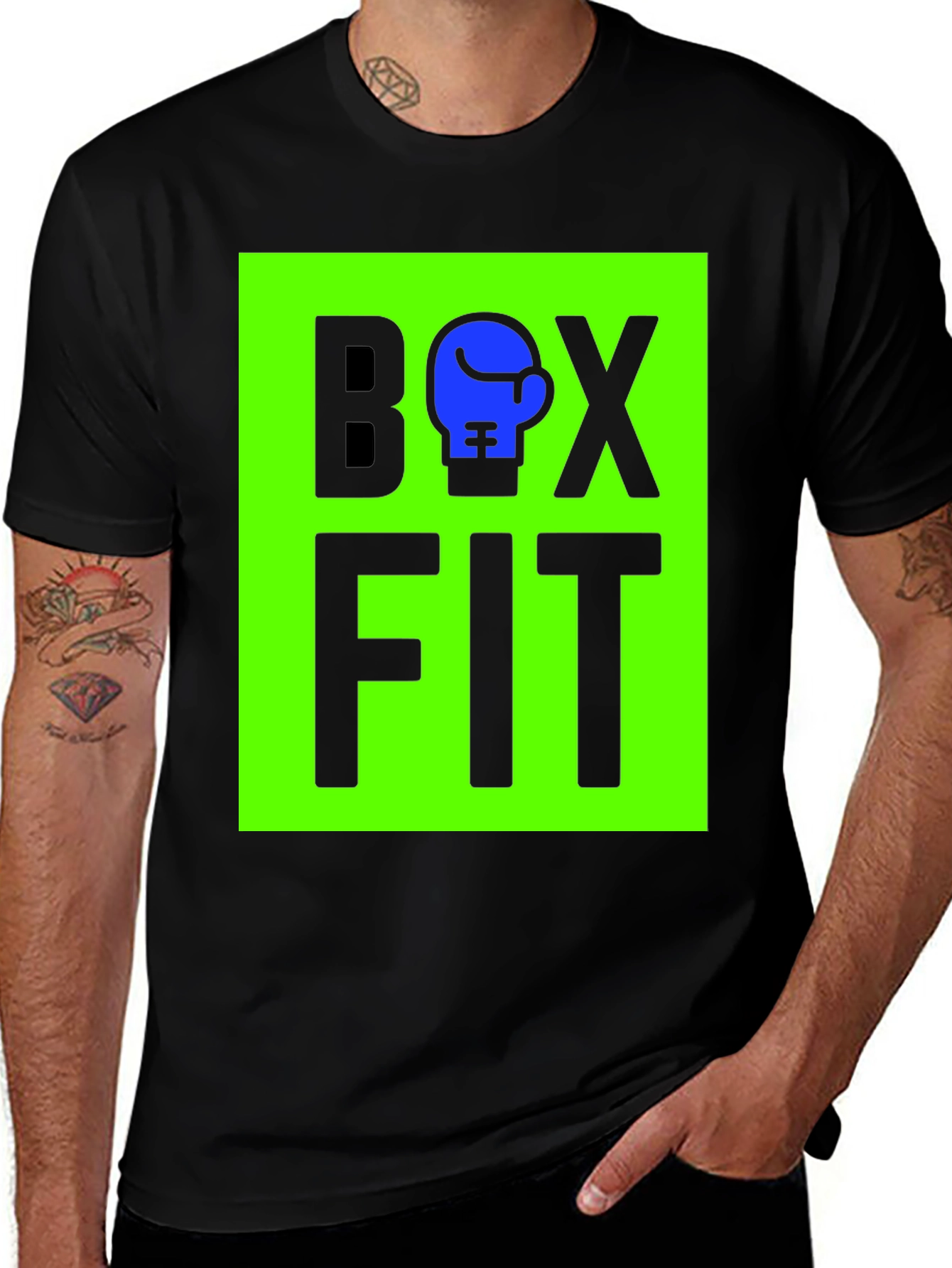 Variant 16 of Box Fit Graphic Tee - Men's Black T-Shirt