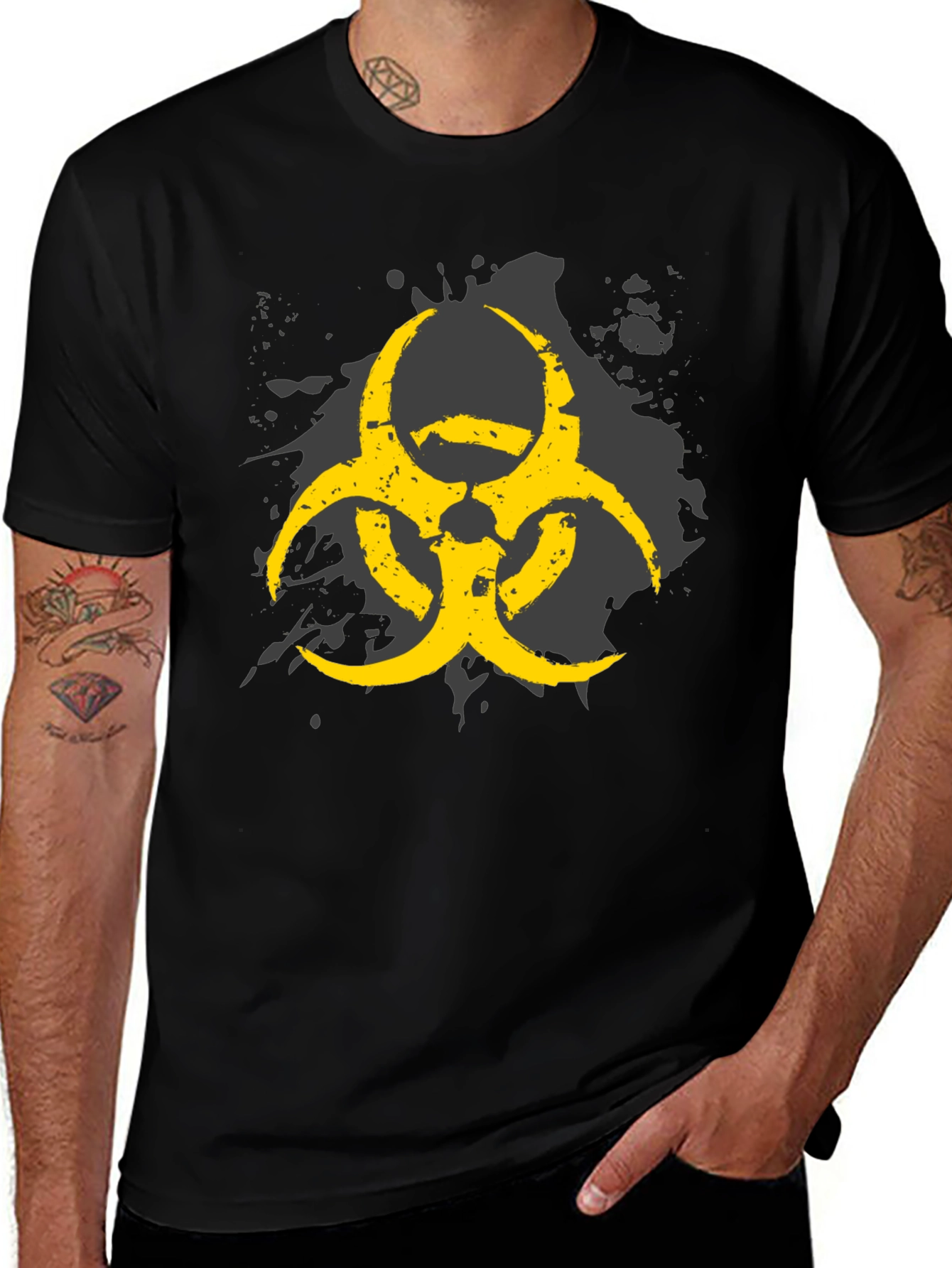 Biohazard Symbol Graphic Print Men's T-Shirt