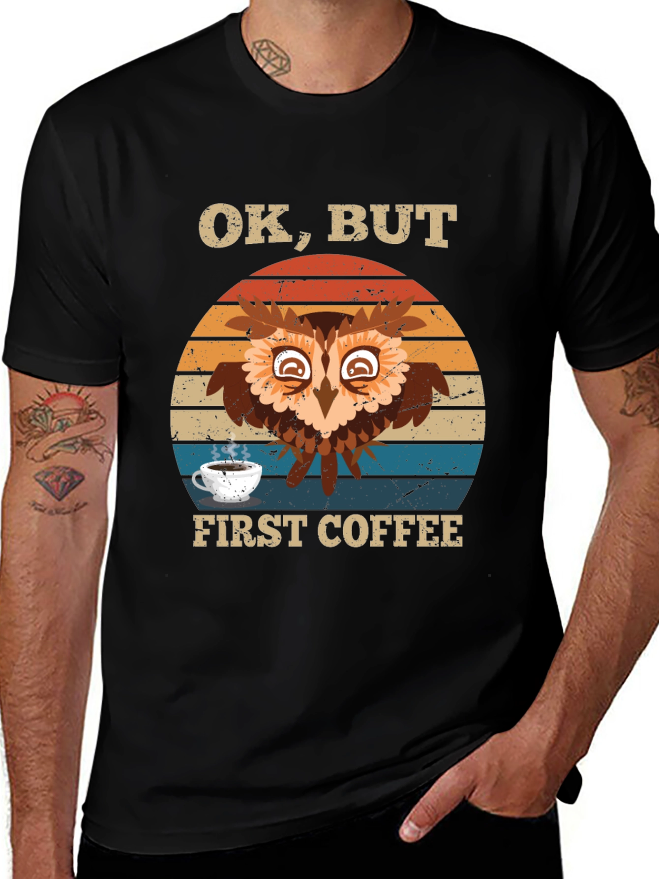 Variant 12 of Owl Coffee T-Shirt - Ok, But First Coffee