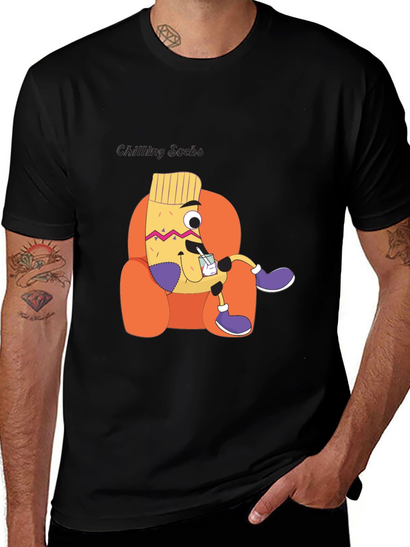 Chilling Socks Cartoon Graphic Tee - Unisex