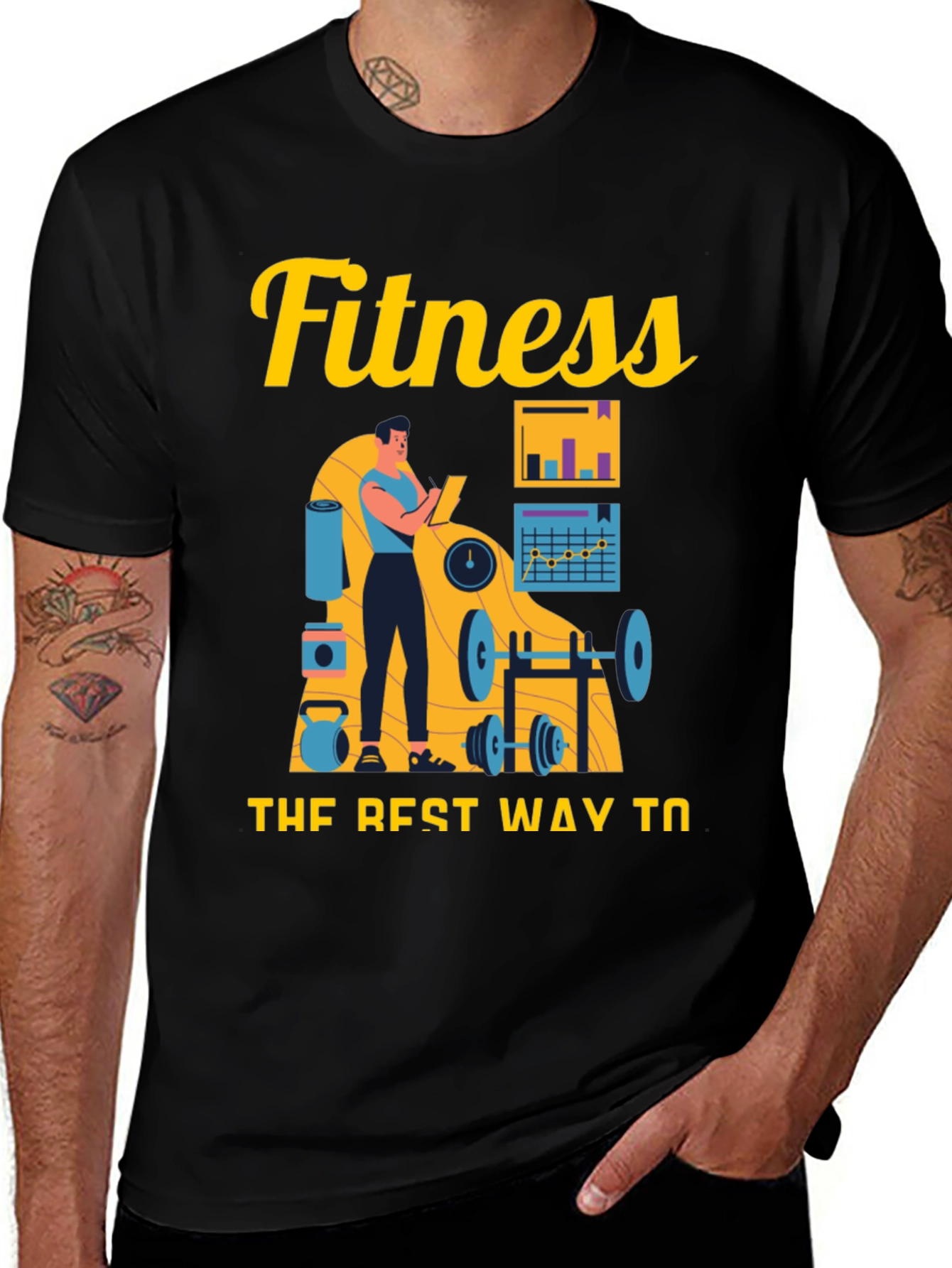 Black Fitness Workout Graphic Tee main image