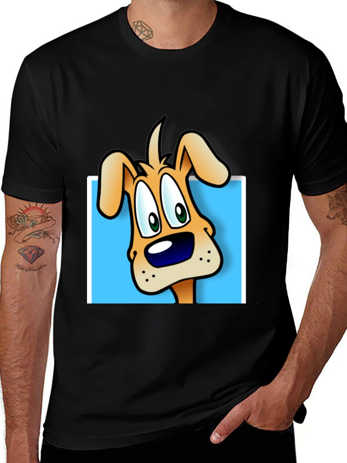Variant 29 of Cartoon Dog Graphic Tee - Black
