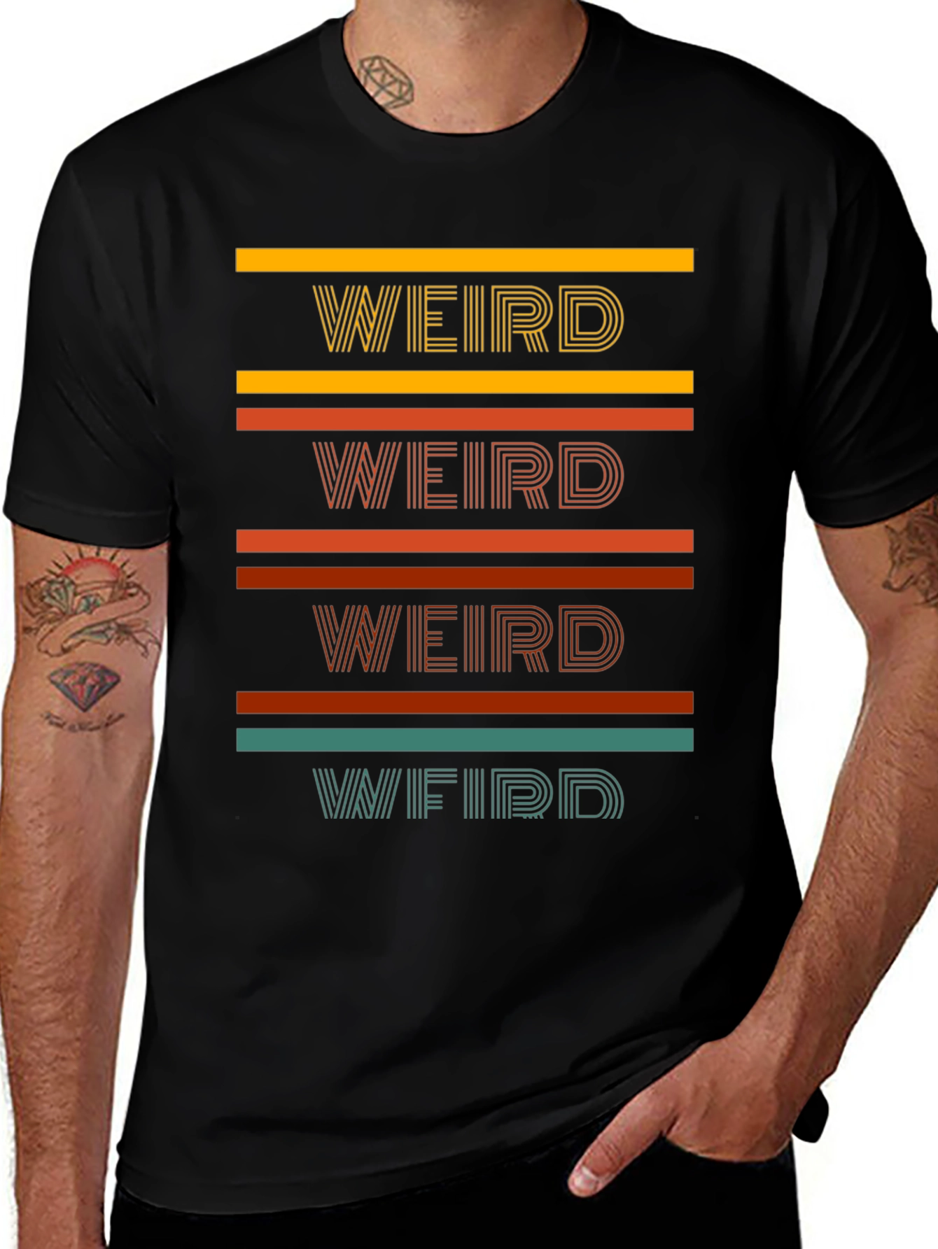 Variant 6 of Retro Weird T-Shirt - Striped Design Tee
