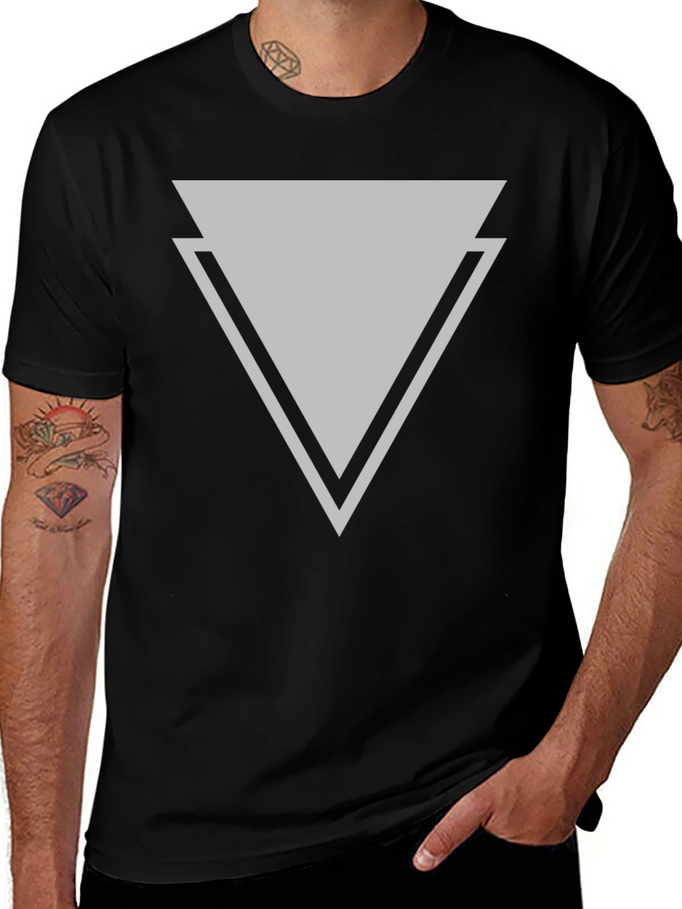 Variant 21 of Modern Triangle Graphic Tee - Casual Black T-Shirt