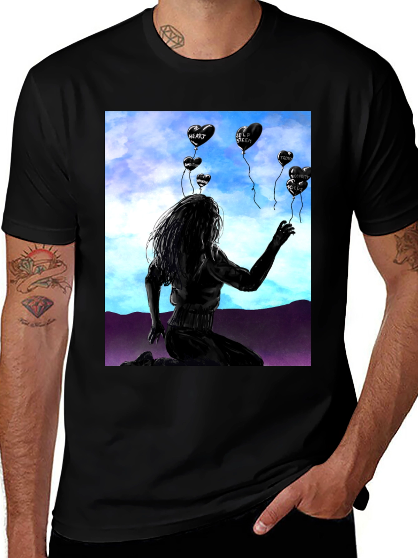 Variant 17 of Emotional Release Graphic Tee - Dark and Thoughtful Design
