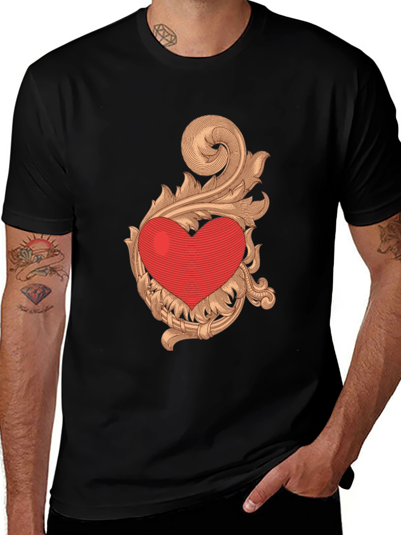 Heart Scrollwork Black Graphic Tee