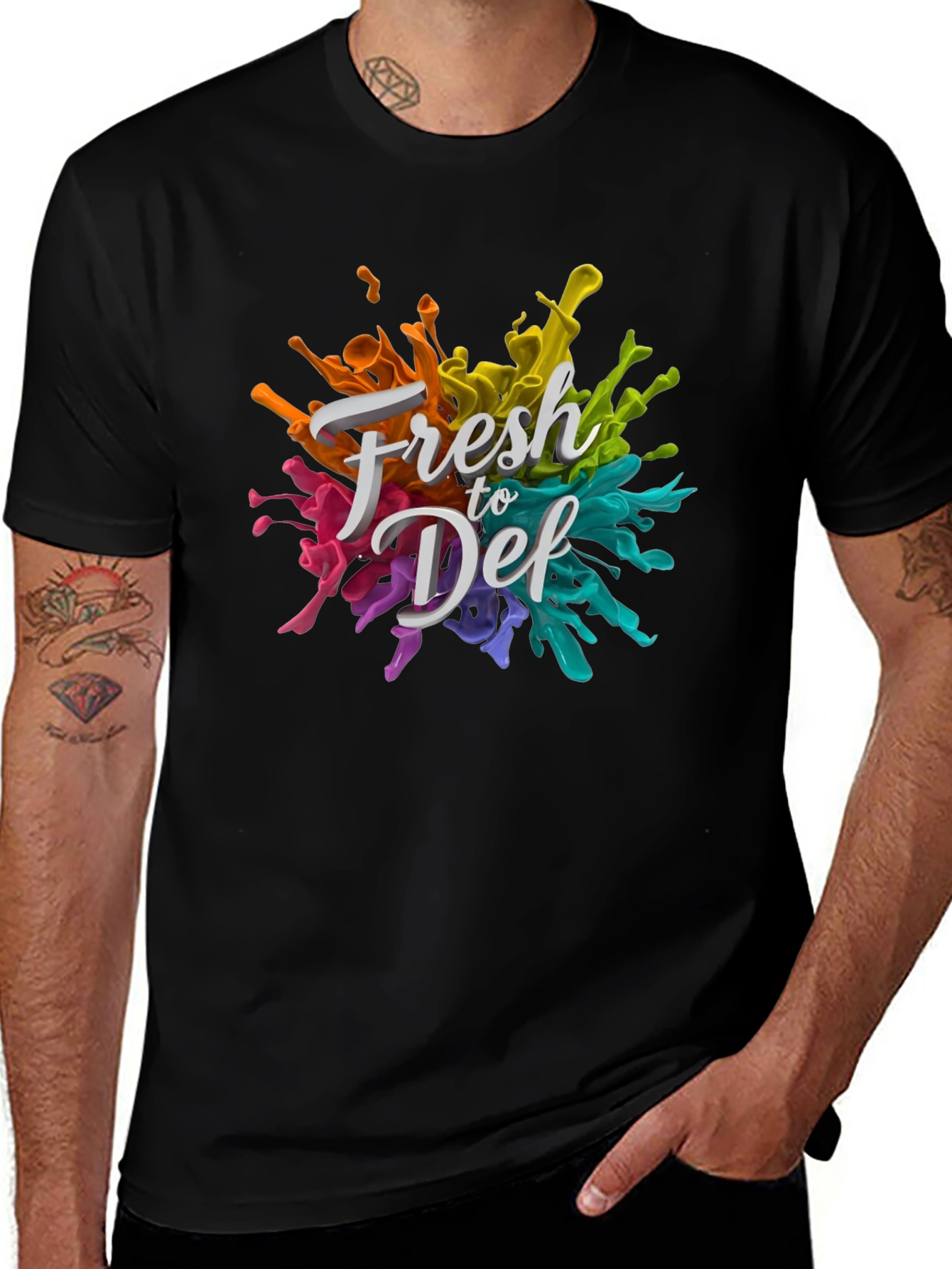 Variant 6 of Fresh to Def Graphic Tee - Vibrant Paint Splatter Design