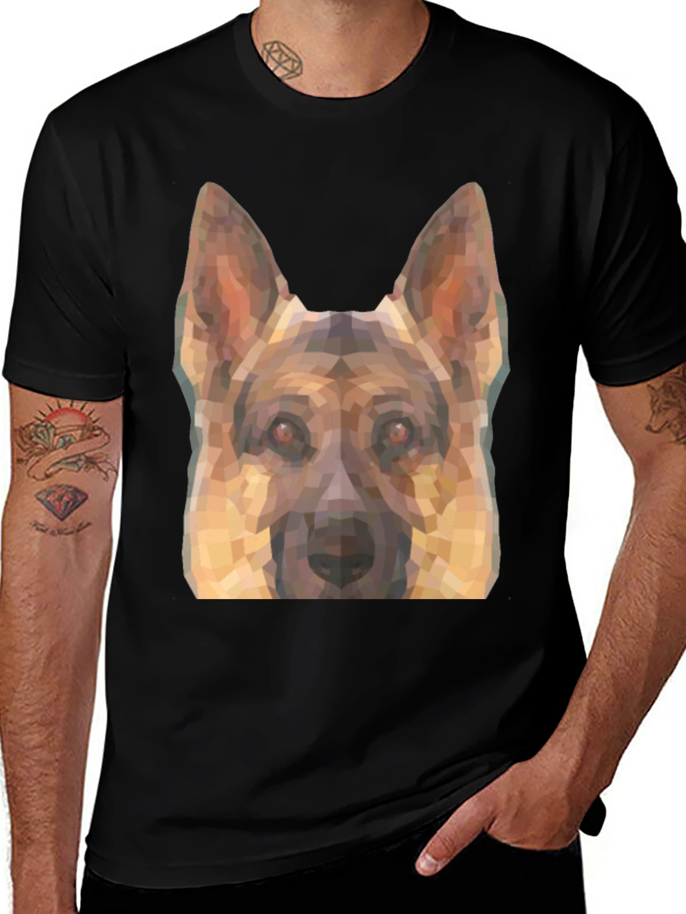 Variant 7 of Geometric Dog Graphic Tee - Black