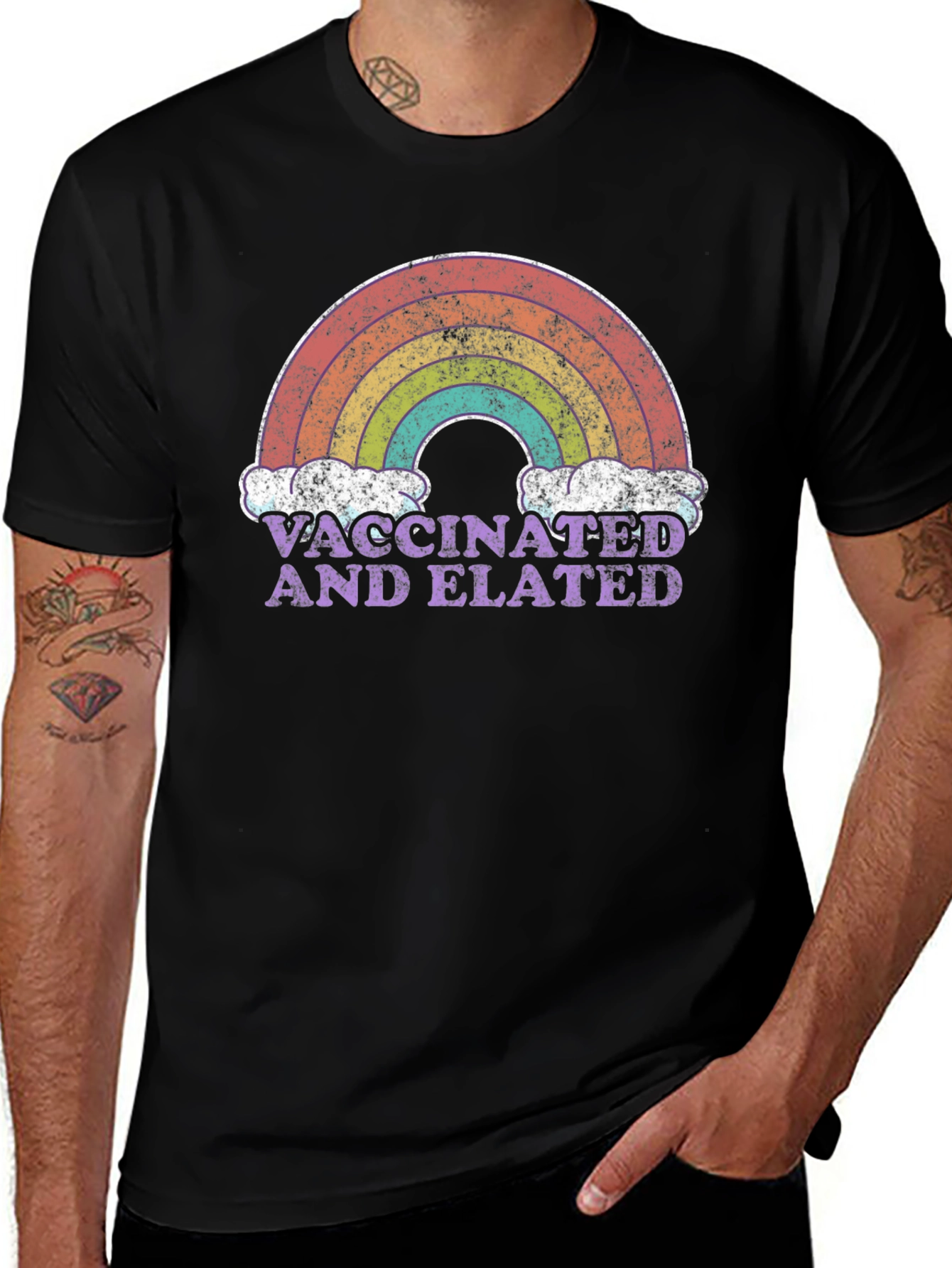Variant 12 of Vaccinated and Elated Rainbow T-Shirt
