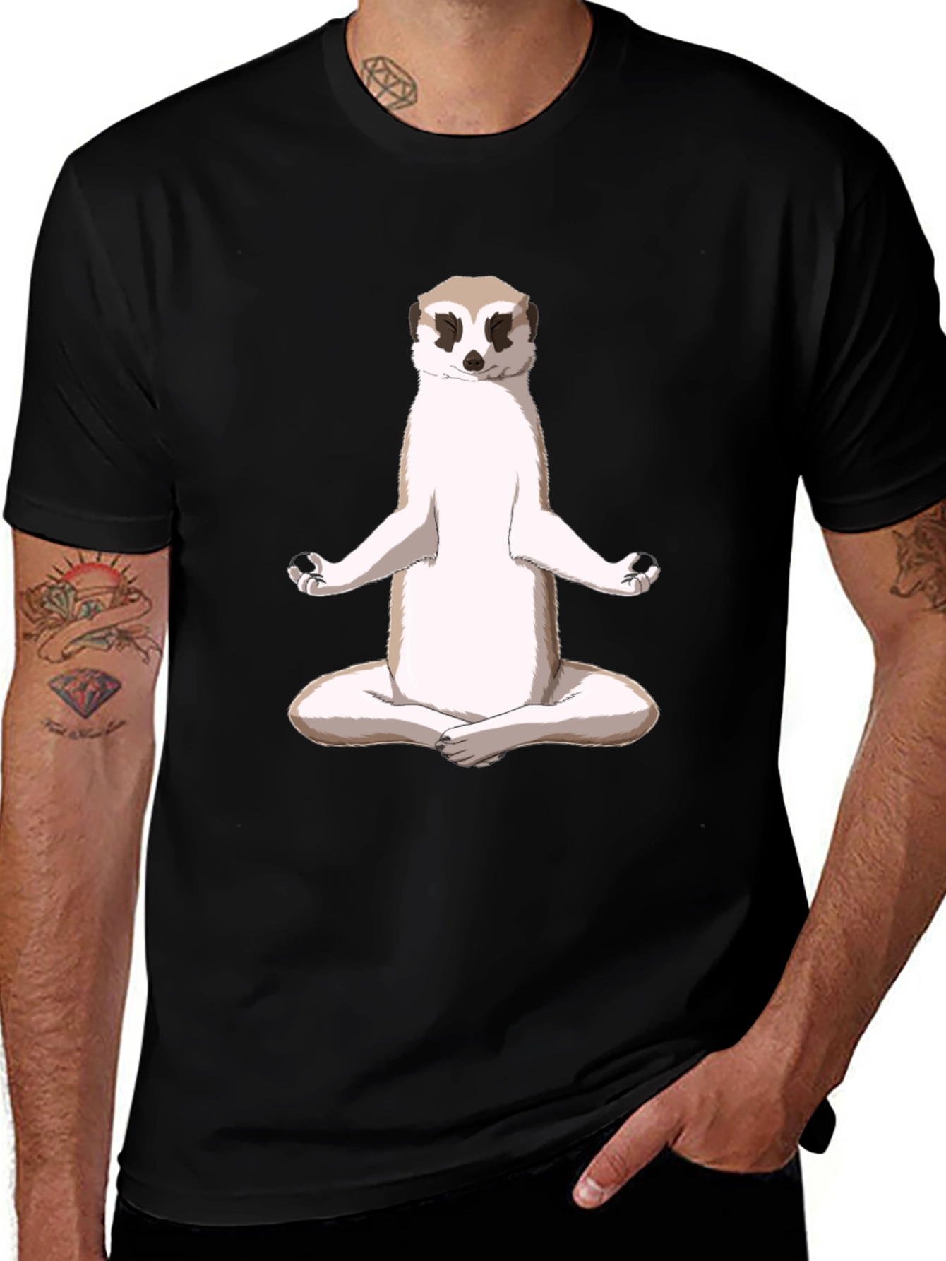 Variant 8 of Meditating Meerkat T-Shirt - Zen Animal Tee