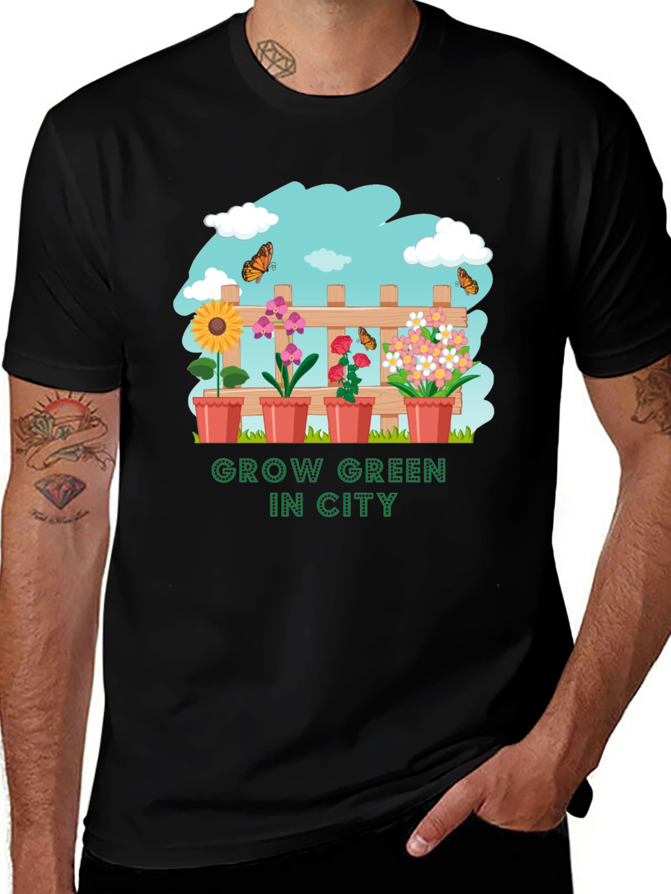 Black Grow Green in City Graphic T-Shirt main image