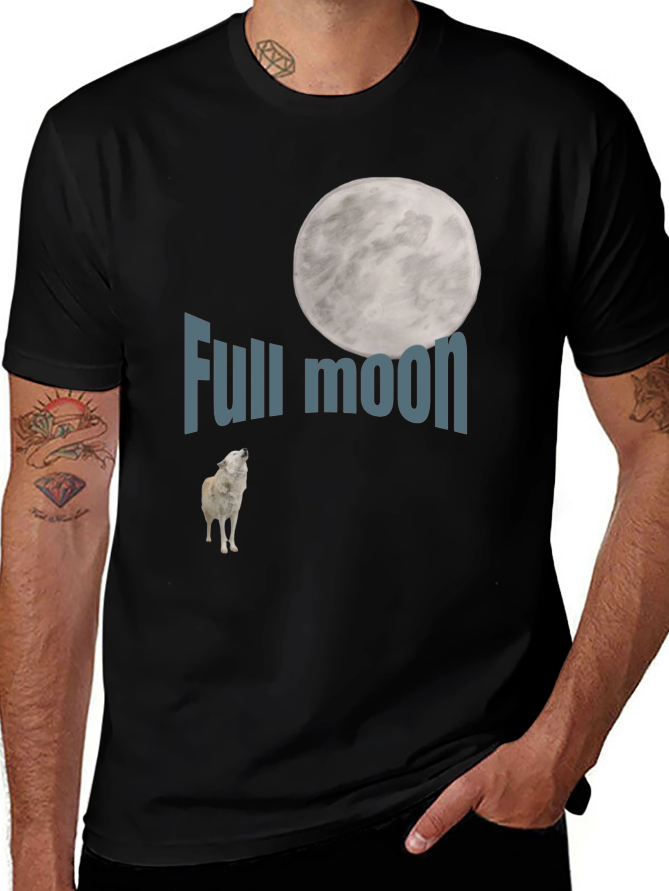 Full Moon Wolf Graphic Tee