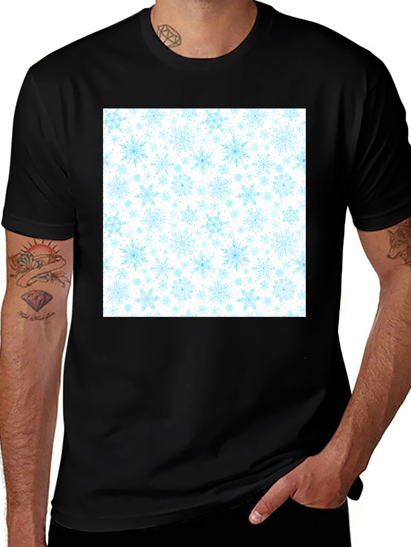 Variant 5 of Snowflake Pattern T-Shirt - Winter Holiday Tee
