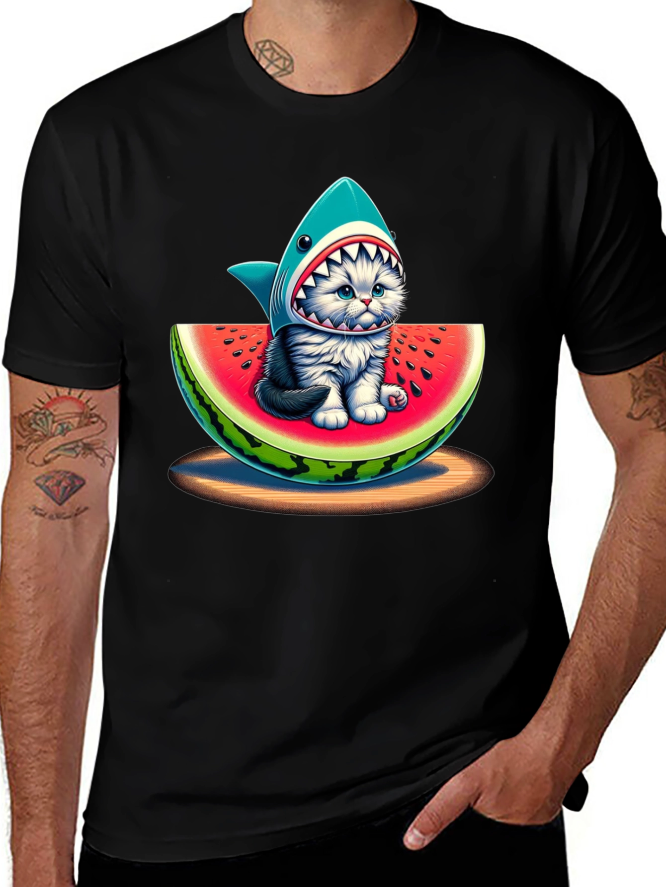Variant 19 of Shark Cat Watermelon Graphic T-Shirt