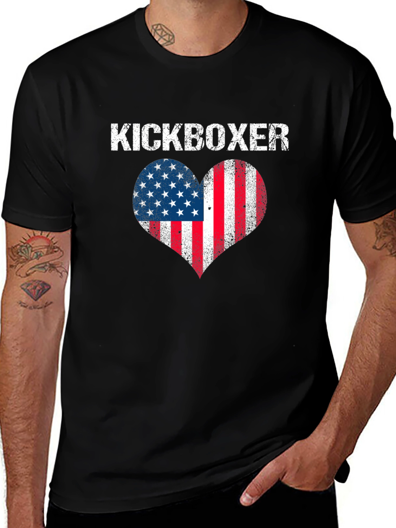 Variant 20 of Kickboxer USA Flag Heart Graphic T-Shirt