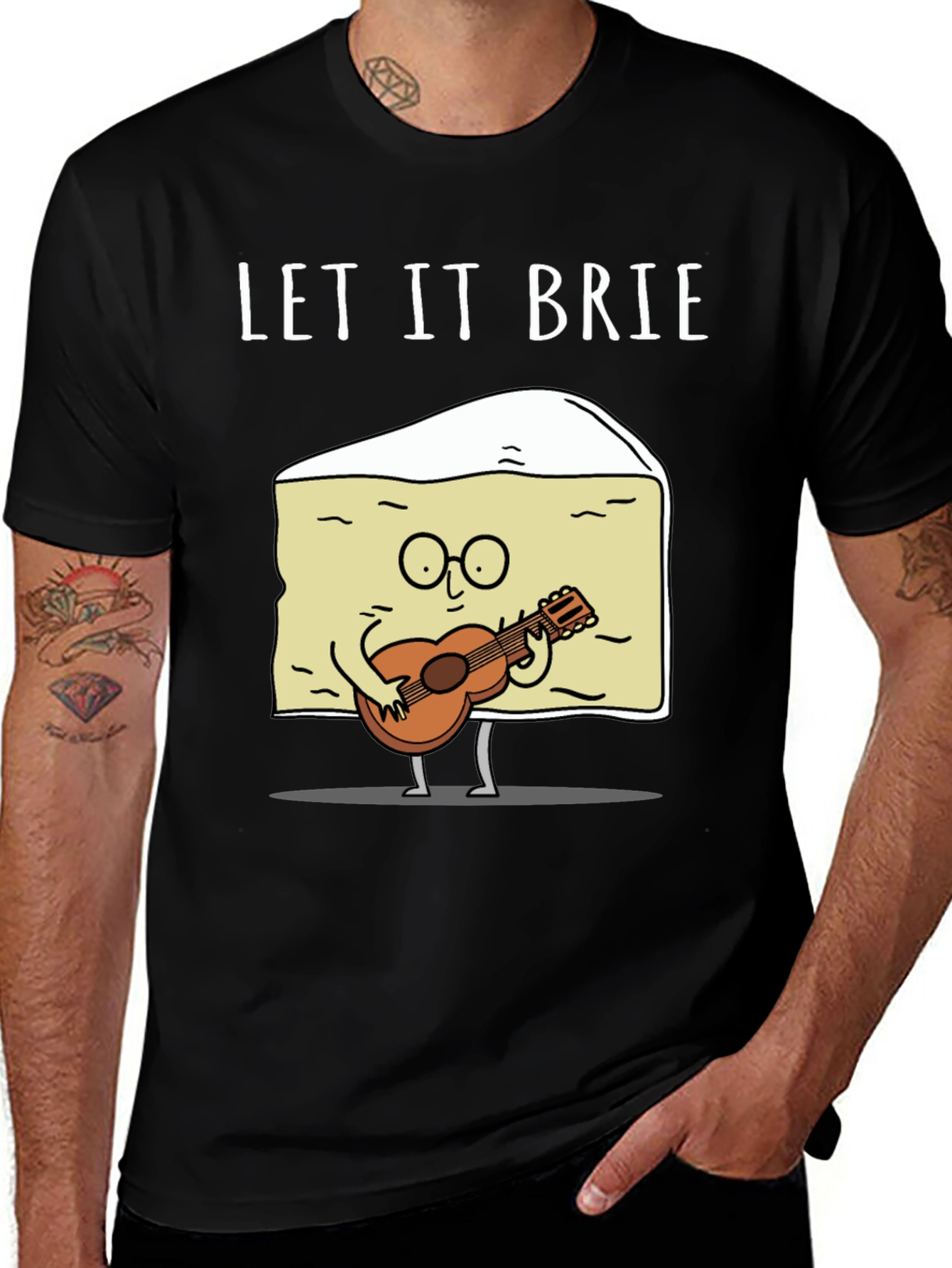 Variant 29 of Let It Brie T-Shirt - Cheese Guitar Player