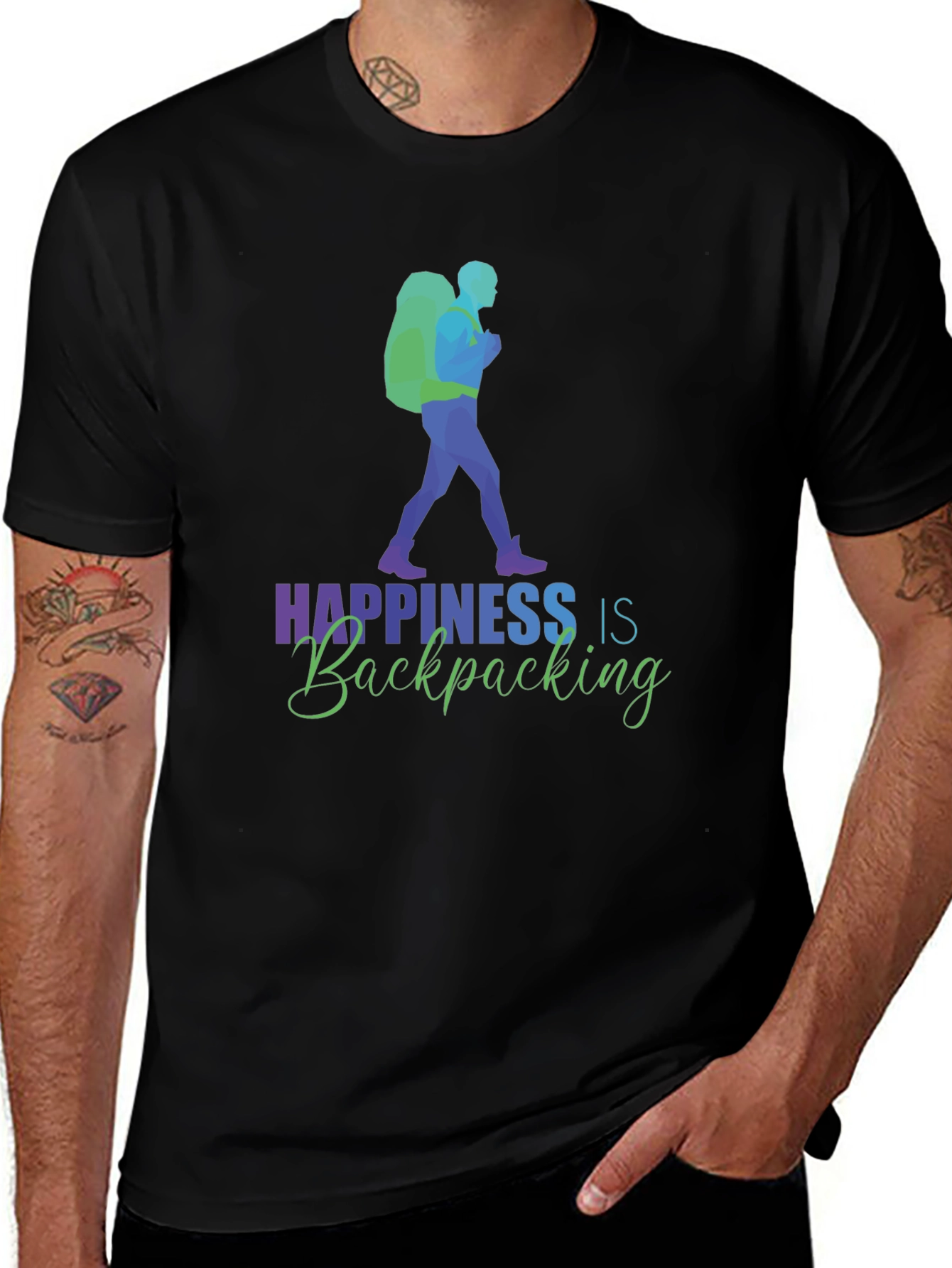Variant 28 of Happiness is Backpacking T-Shirt