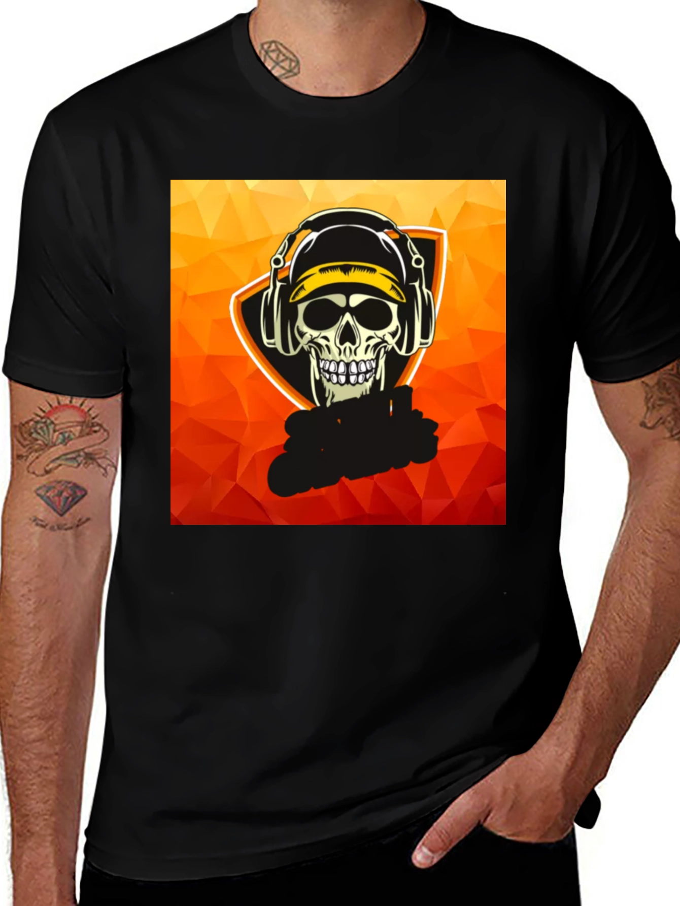 Variant 3 of Skull Gamer Graphic Tee - Black Cotton T-Shirt
