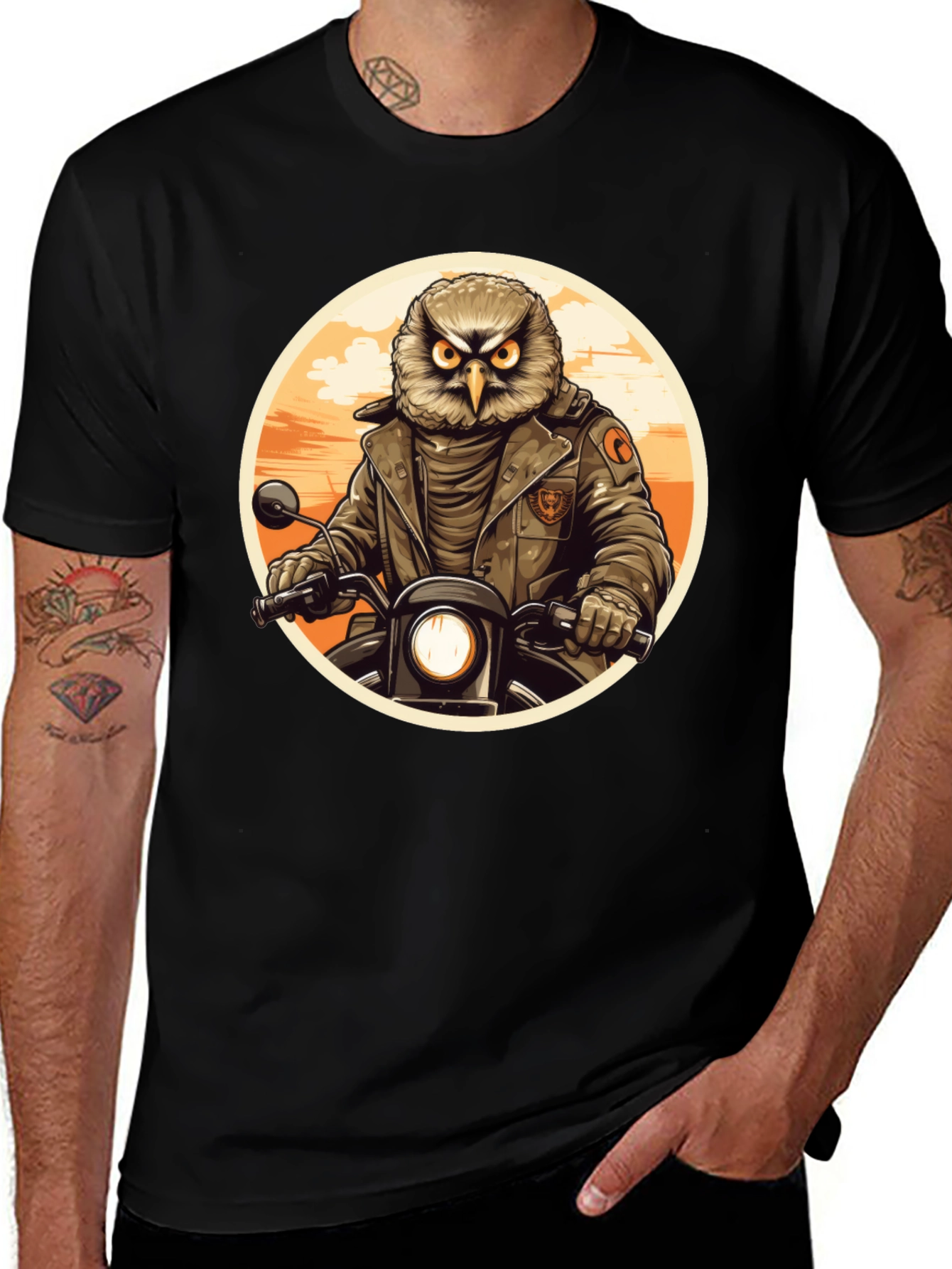Variant 18 of Owl Rider T-Shirt - Cool Biker Design