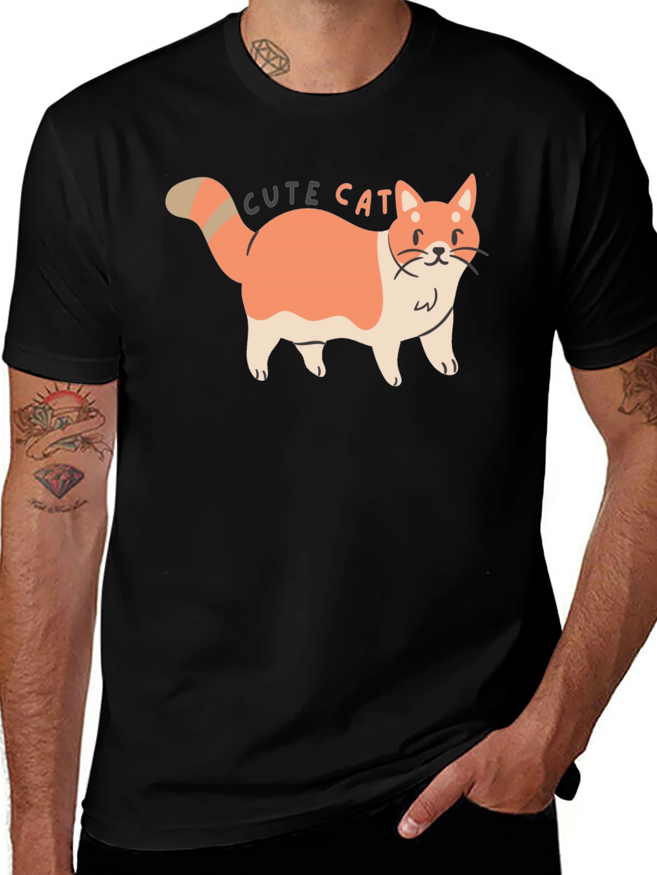 Variant 17 of Cute Cat Graphic Tee - Unisex Black T-Shirt