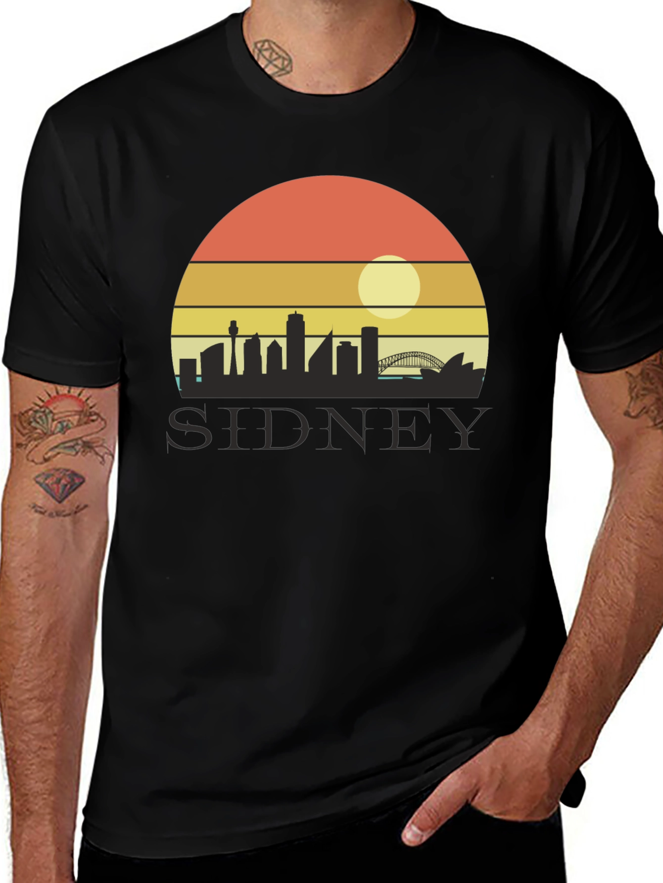 Sydney Skyline Retro Graphic Tee - Black