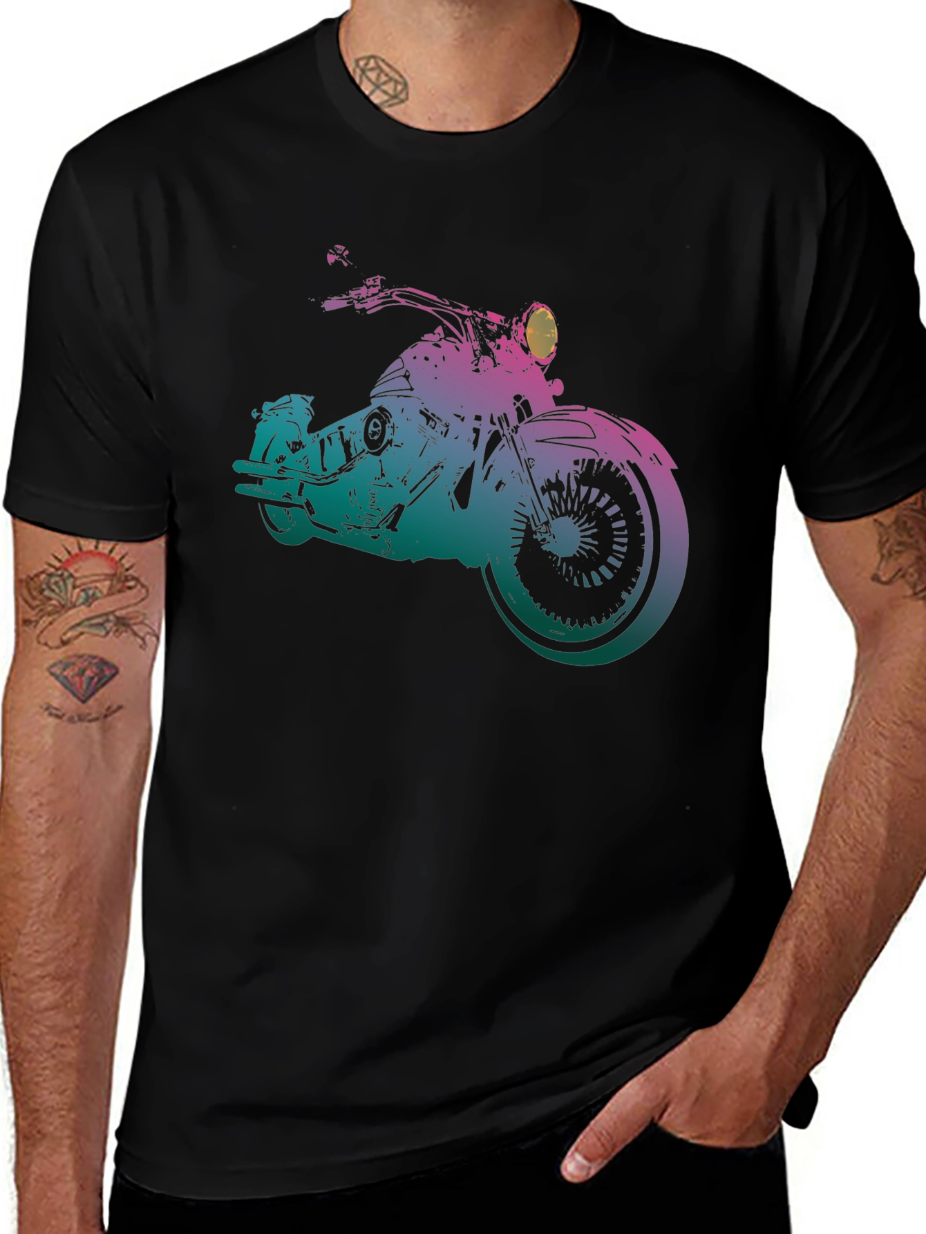 Variant 24 of Motorcycle Graphic Tee - Gradient Bike Design