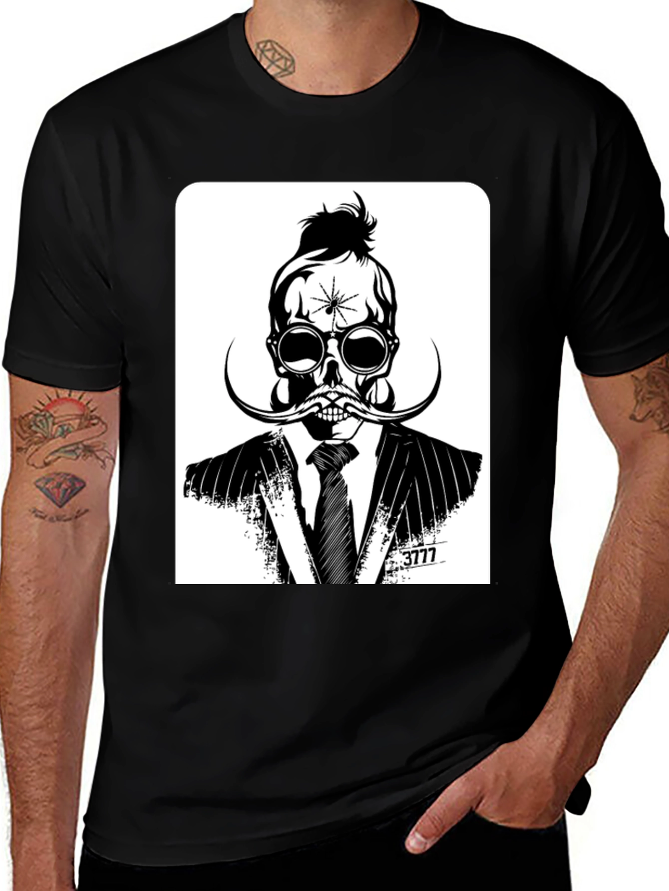 Variant 30 of Skull in Suit Graphic Tee - Unique Stylish Design