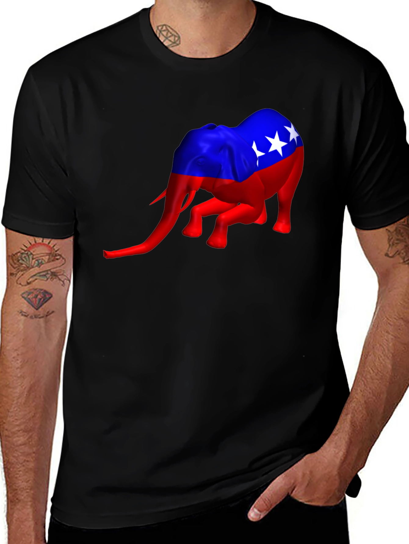 Variant 15 of Patriotic Elephant Graphic Tee - Black